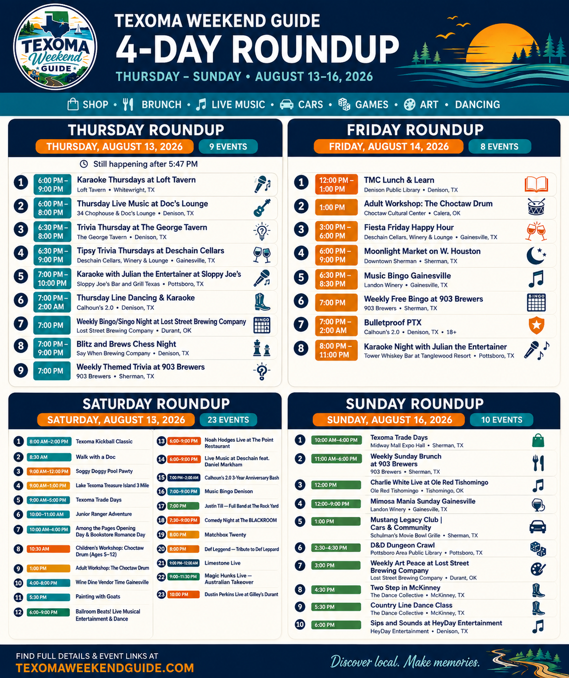 Texoma Weekend Roundup – August 13–16, 2026