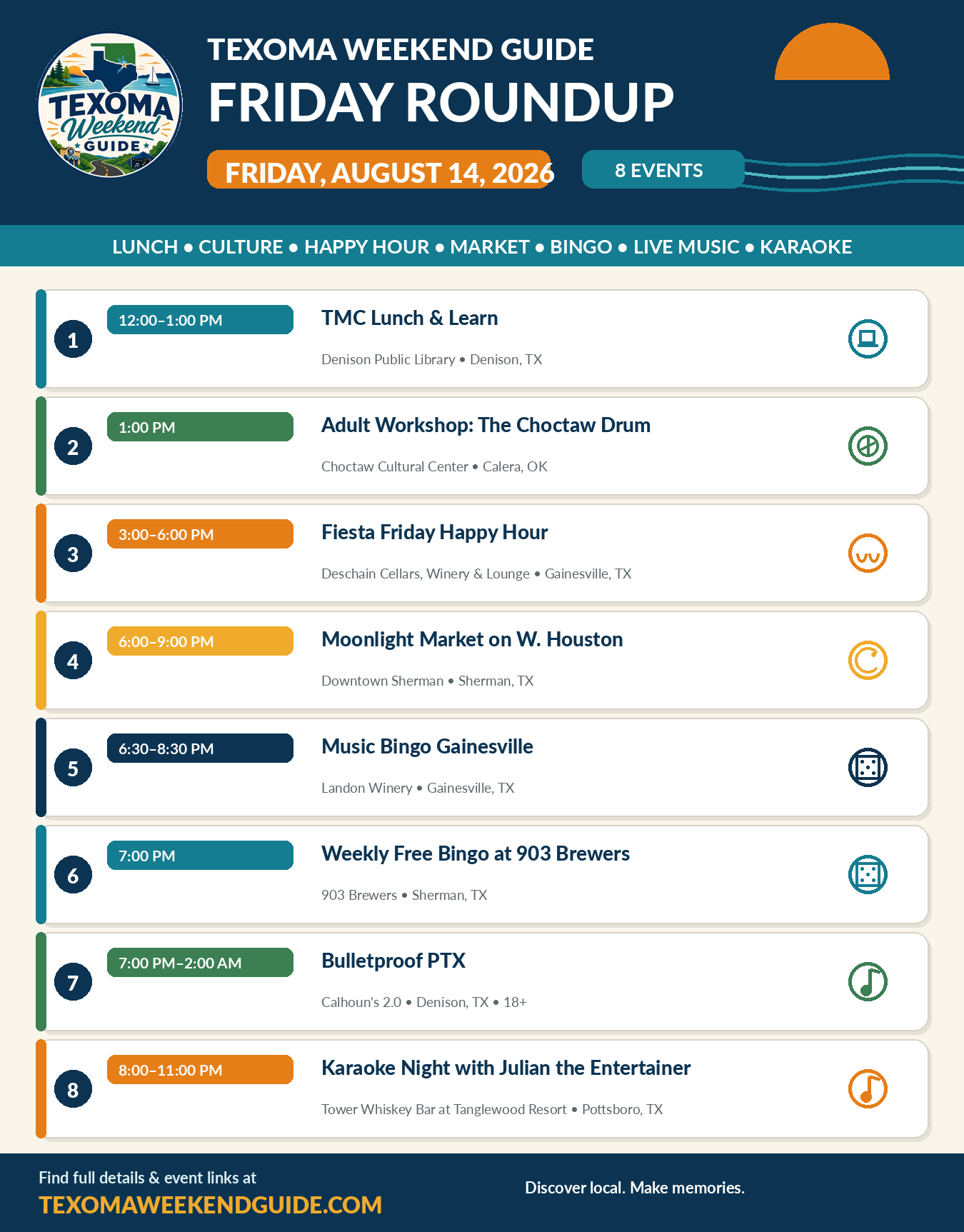 Texoma Weekend Guide Friday, August 14, 2026 roundup