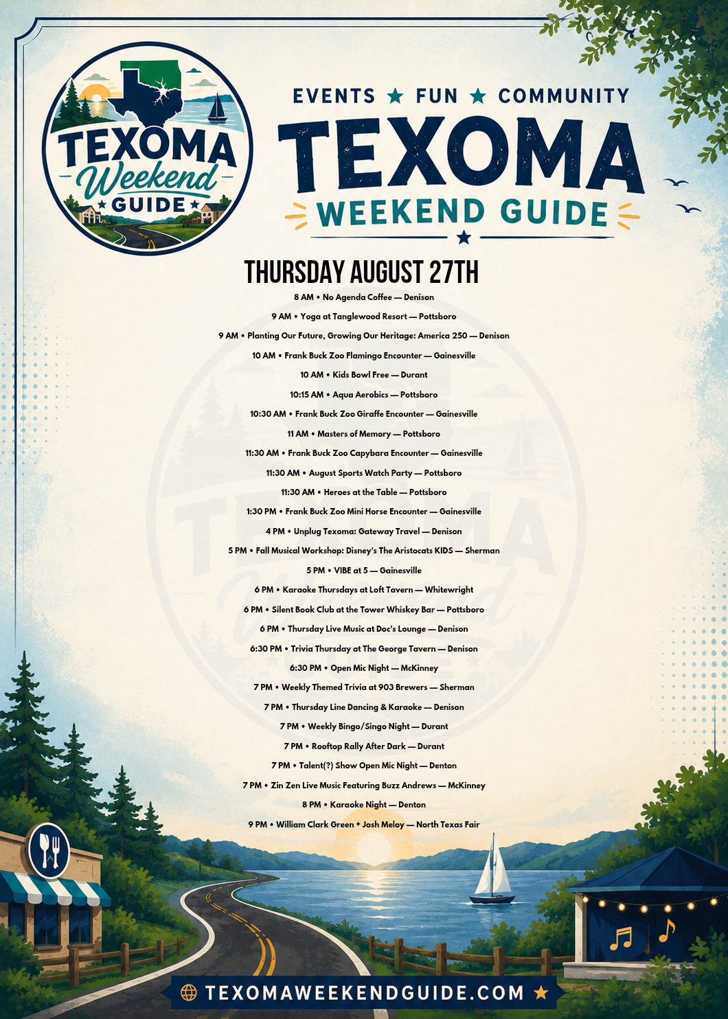 Texoma Weekend Guide Thursday events for August 27, 2026