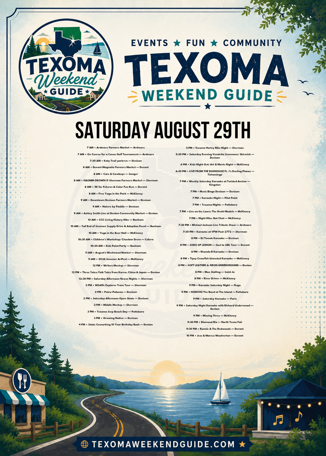 Texoma Weekend Guide Saturday events for August 29, 2026