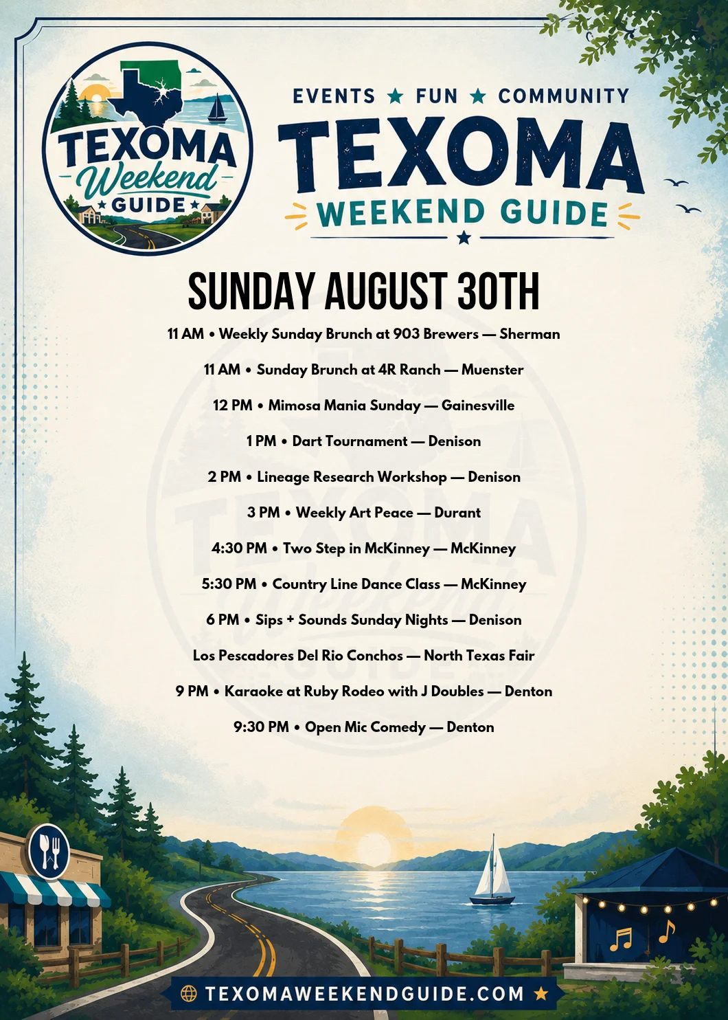 Texoma Weekend Guide Sunday events for August 30, 2026