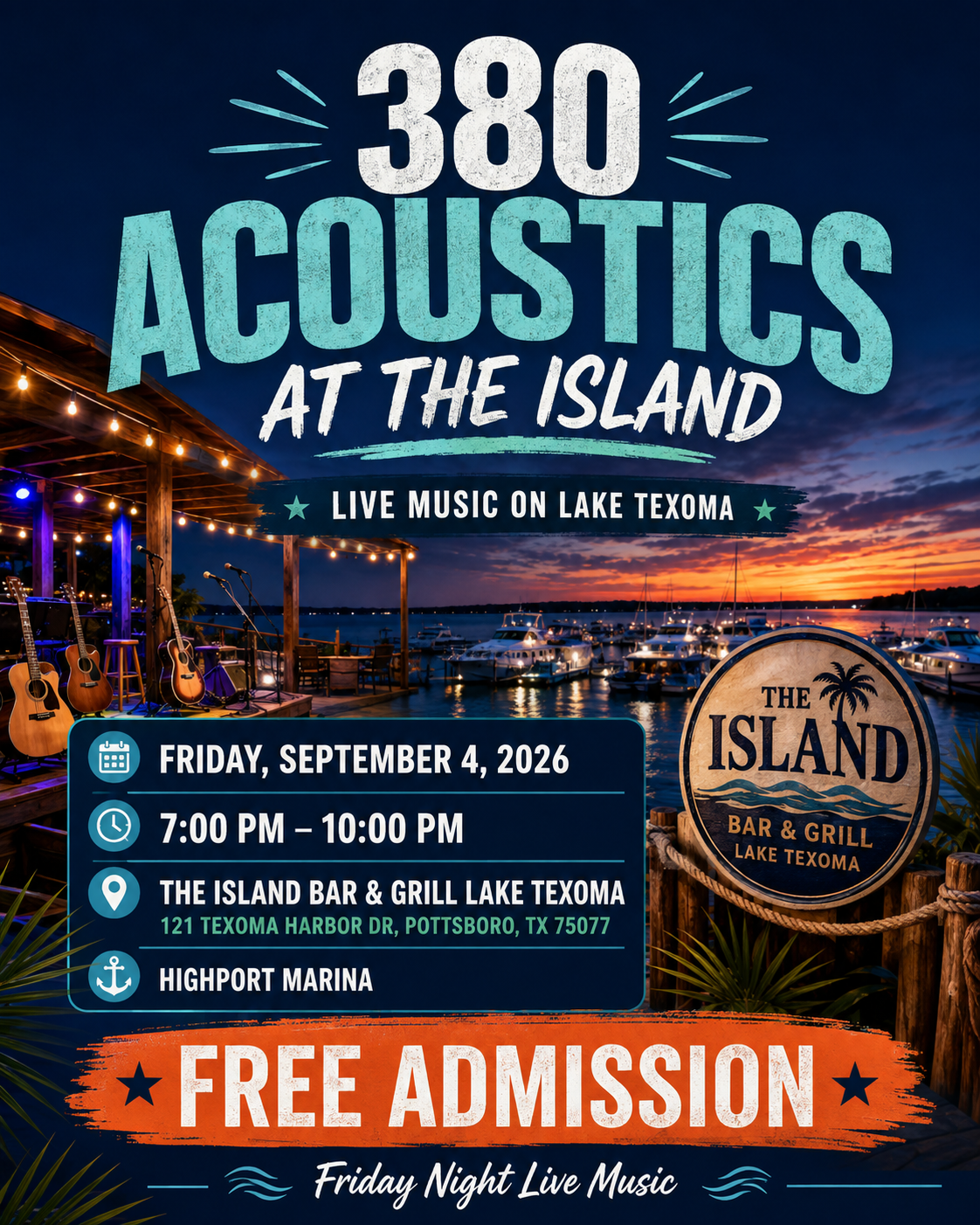 380 Acoustics at The Island flyer