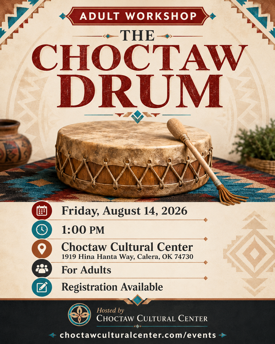 Adult Workshop: The Choctaw Drum flyer