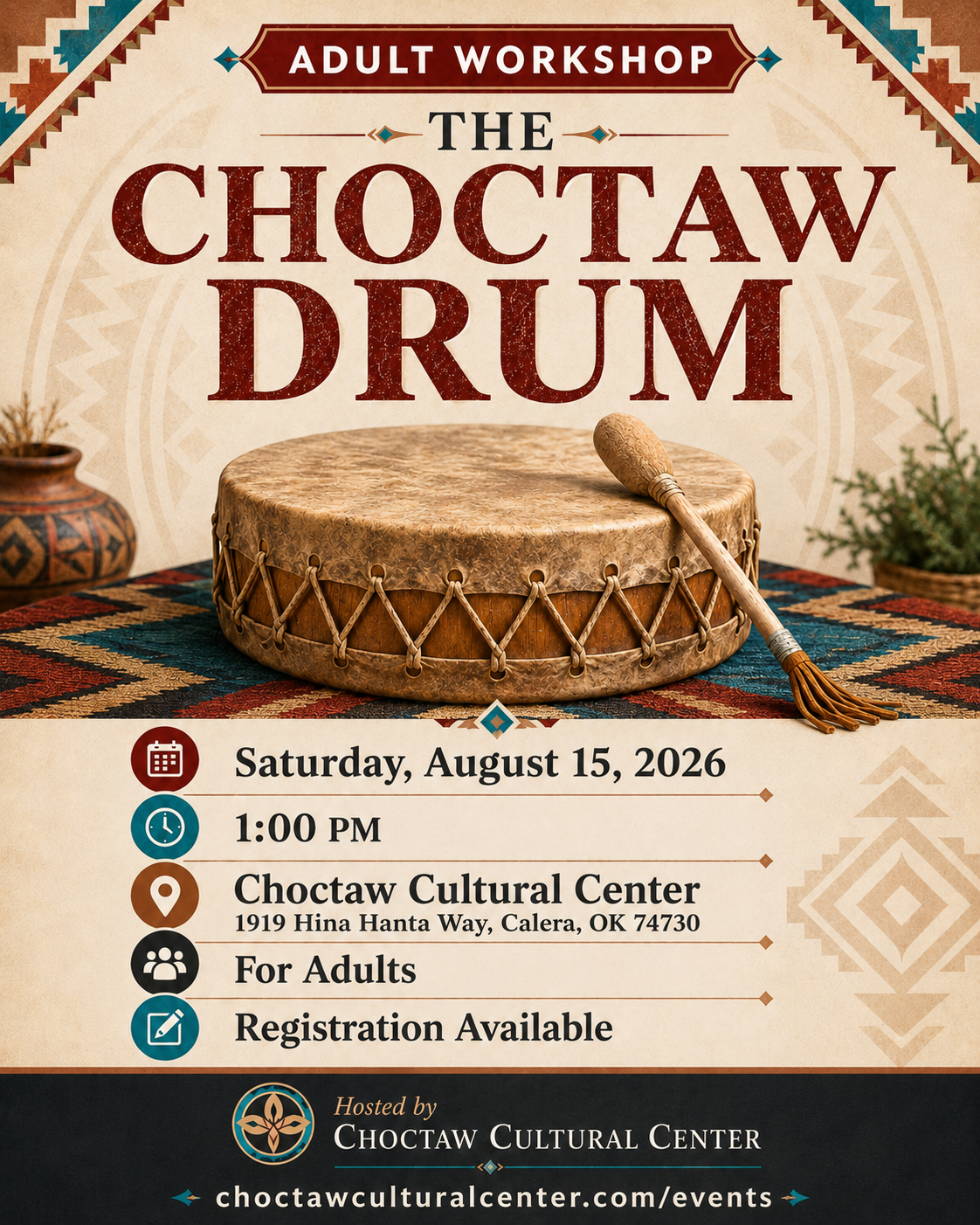 Adult Workshop: The Choctaw Drum flyer