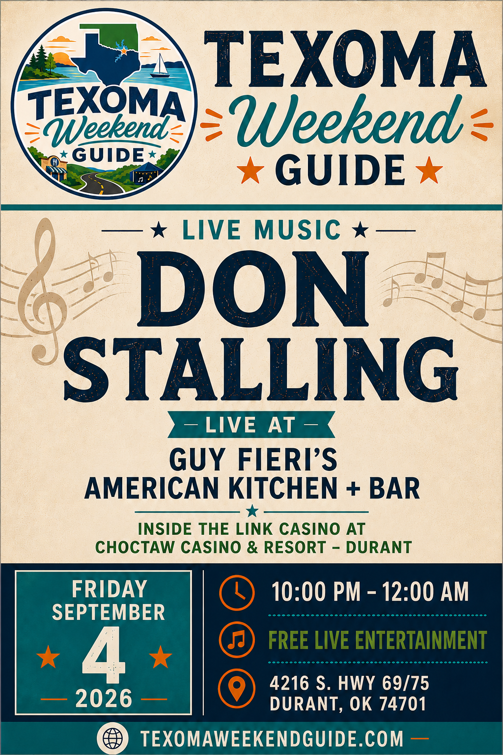 Don Stalling live at Guy Fieri’s American Kitchen + Bar in Durant.