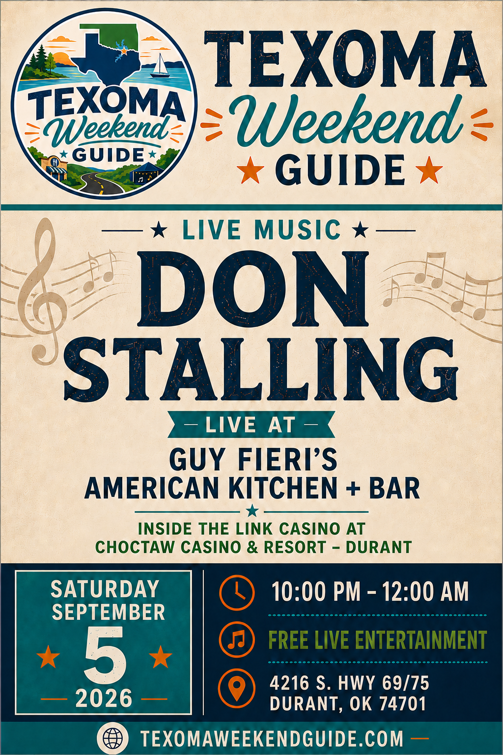 Don Stalling live at Guy Fieri’s American Kitchen + Bar in Durant.