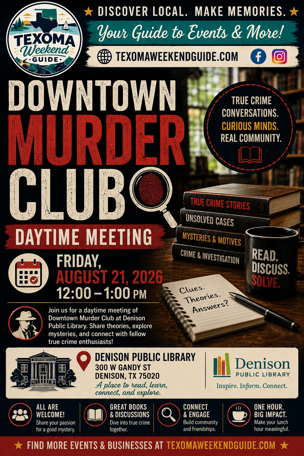 Downtown Murder Club Daytime Meeting flyer