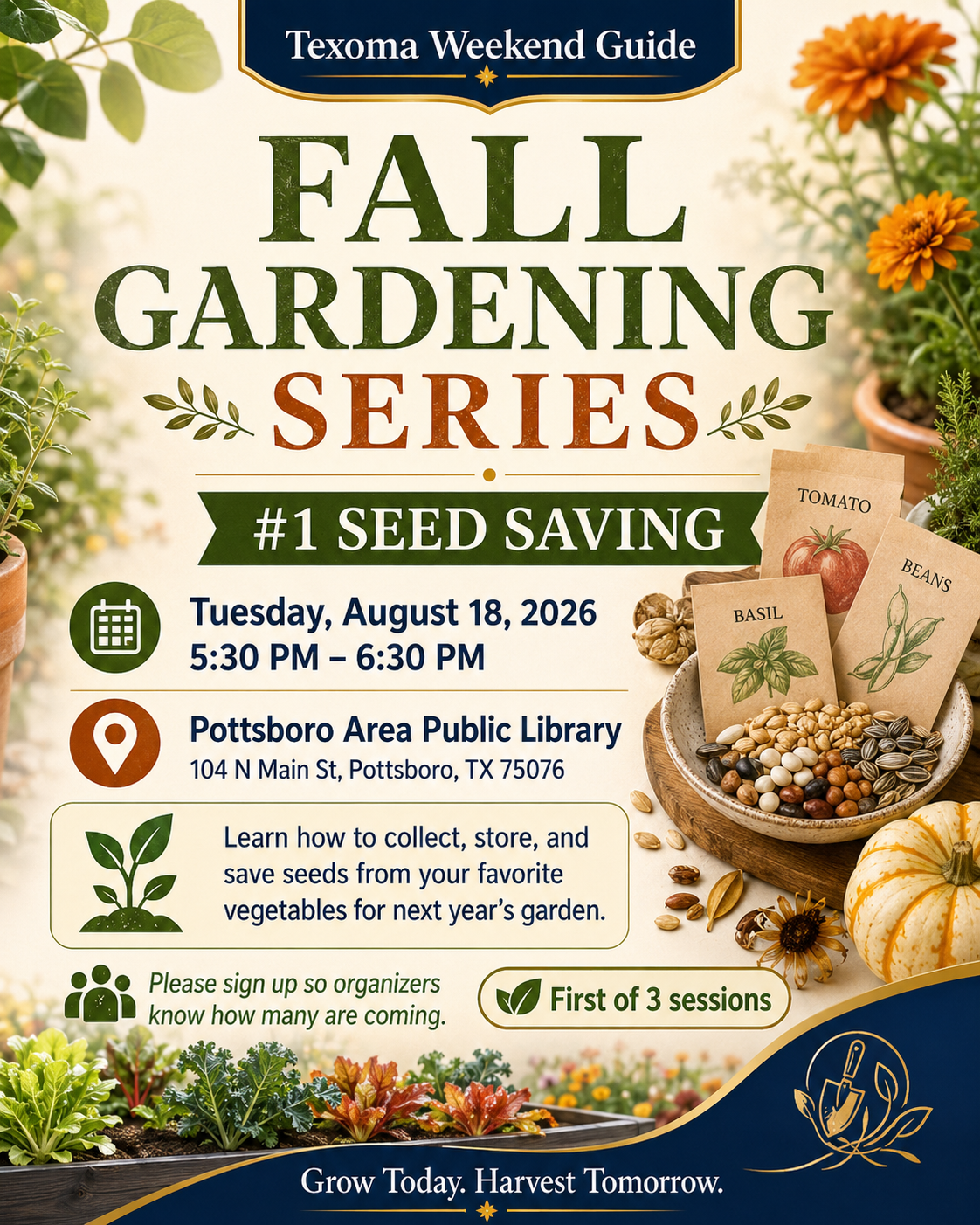 Fall Gardening Series: #1 Seed Saving flyer