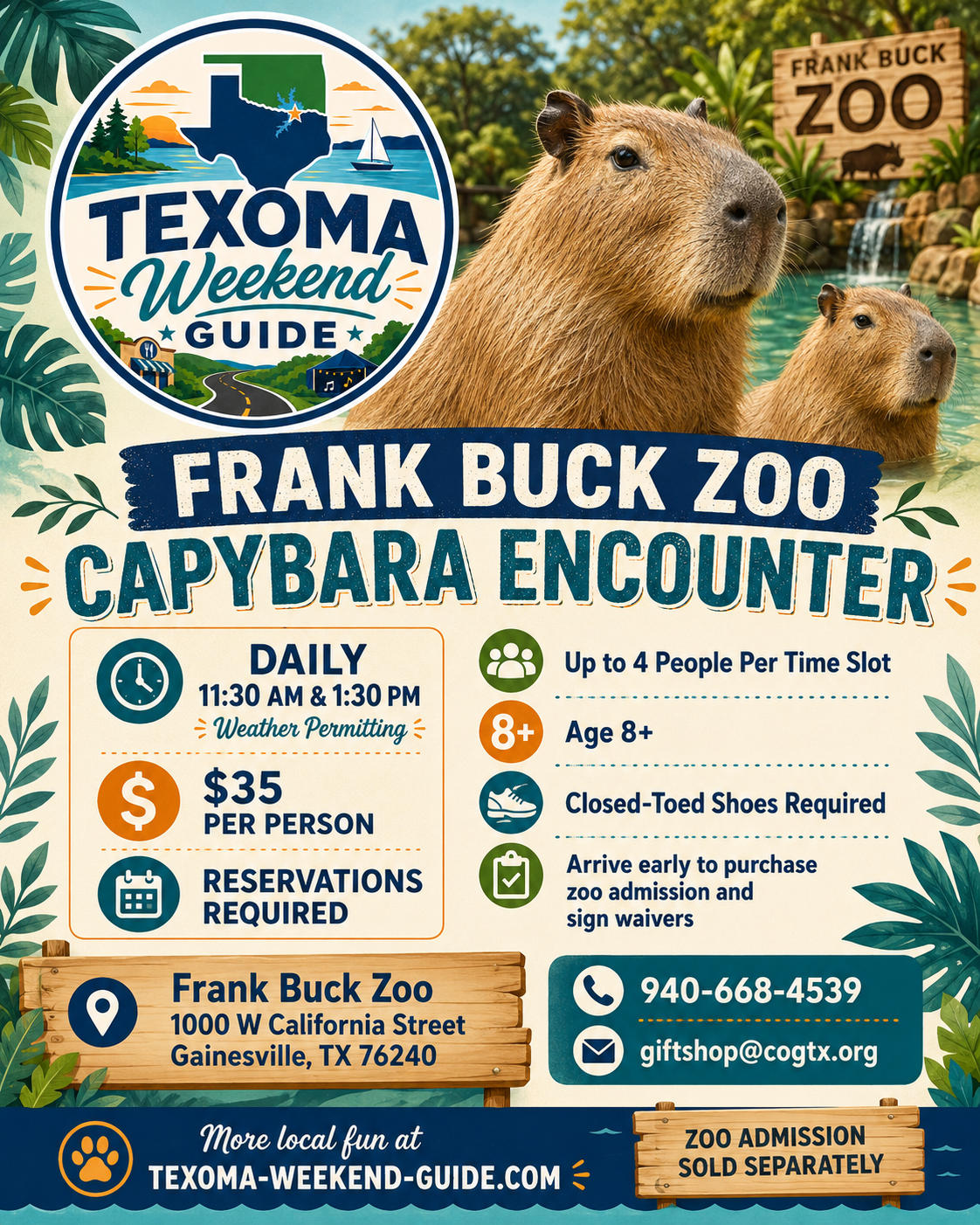 Frank Buck Zoo Capybara Encounter flyer
