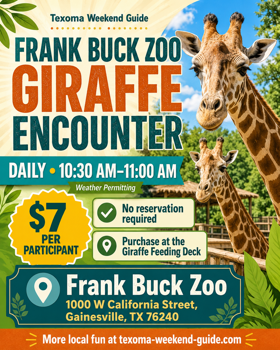 Frank Buck Zoo Giraffe Encounter flyer