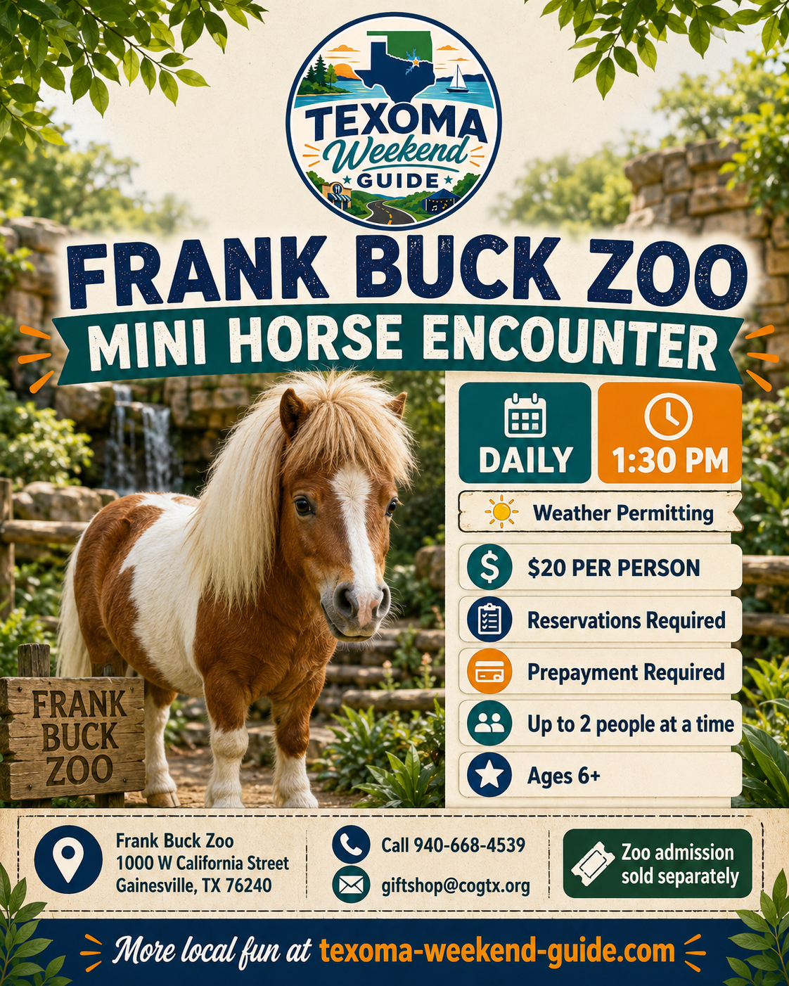 Frank Buck Zoo Mini Horse Encounter flyer