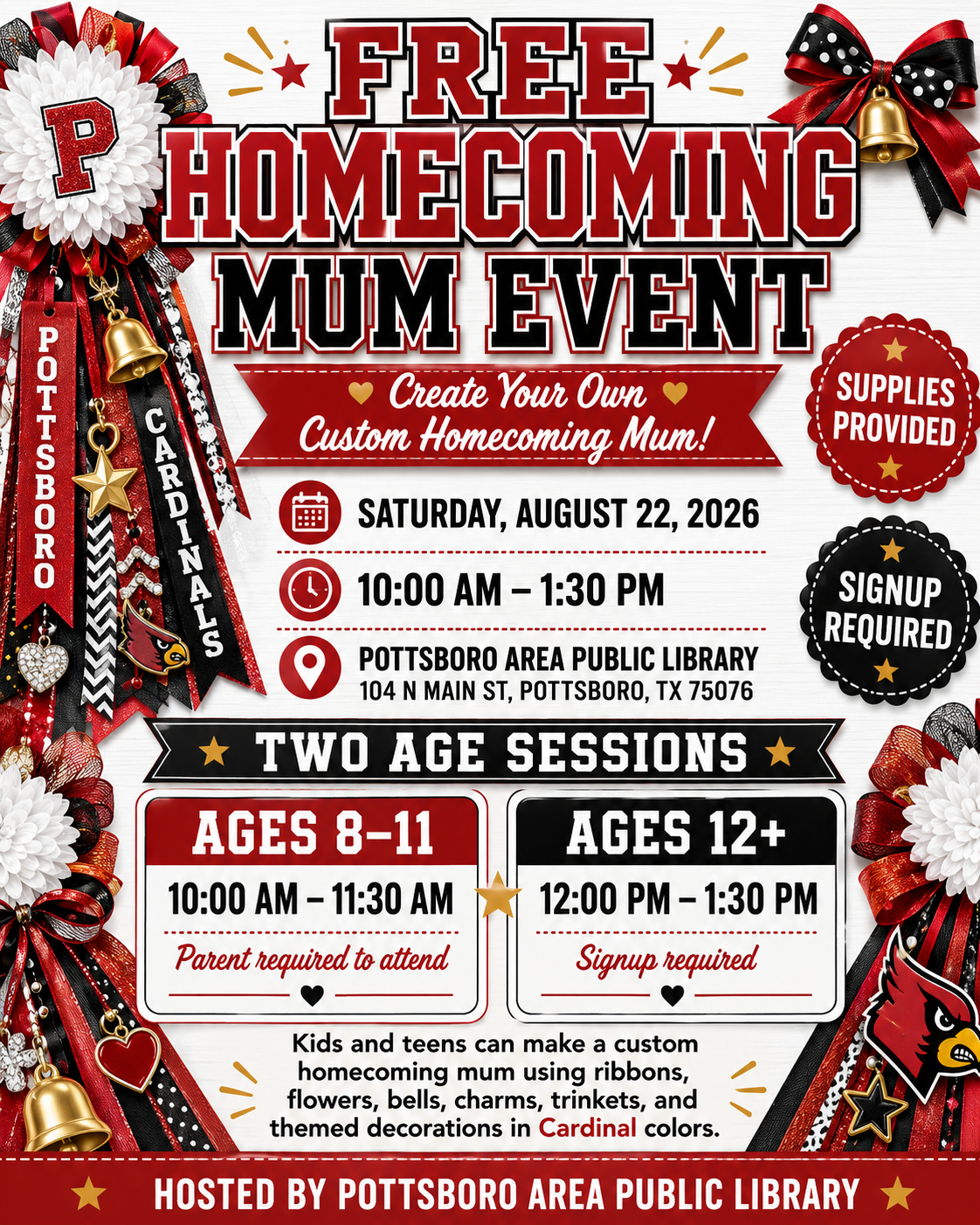 Free Homecoming Mum Event flyer