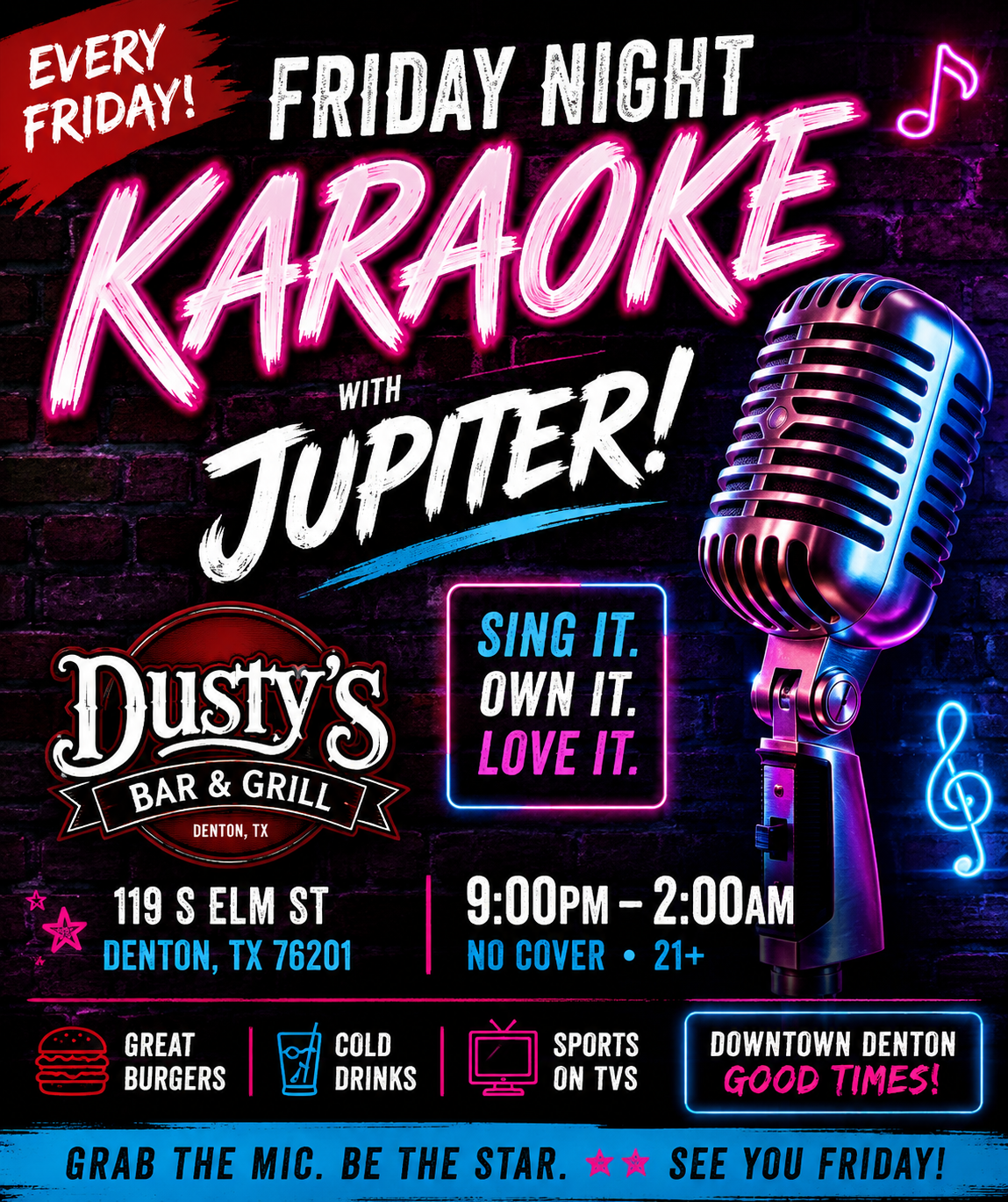 Friday Night Karaoke With Jupiter! flyer