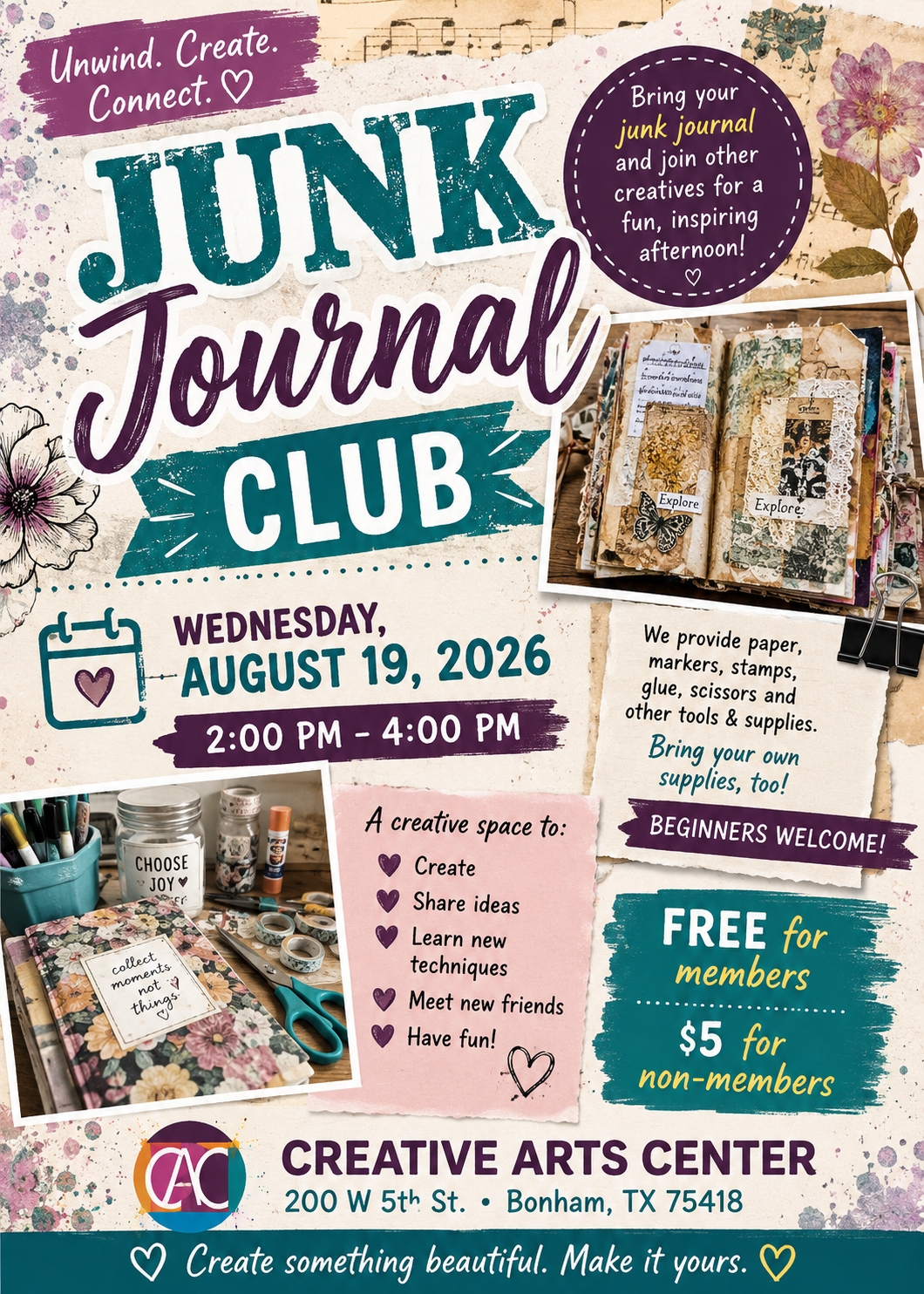 Junk Journal Club flyer