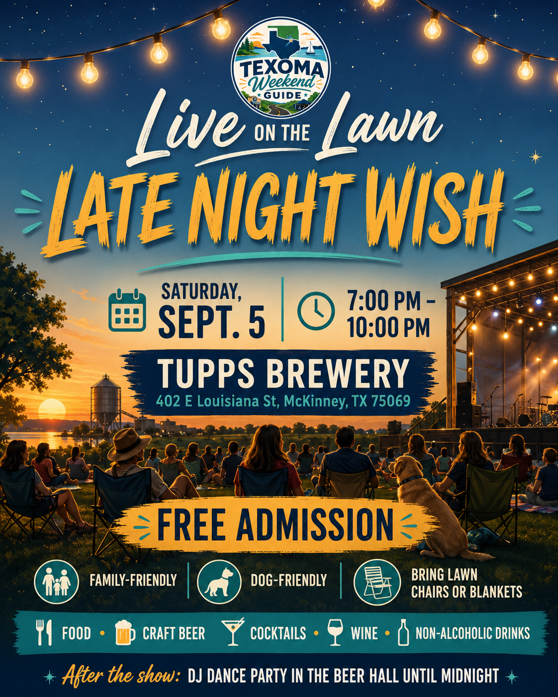 Live on the Lawn: Late Night Wish flyer