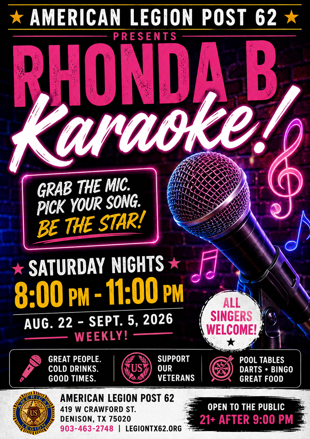 Rhonda B Karaoke flyer
