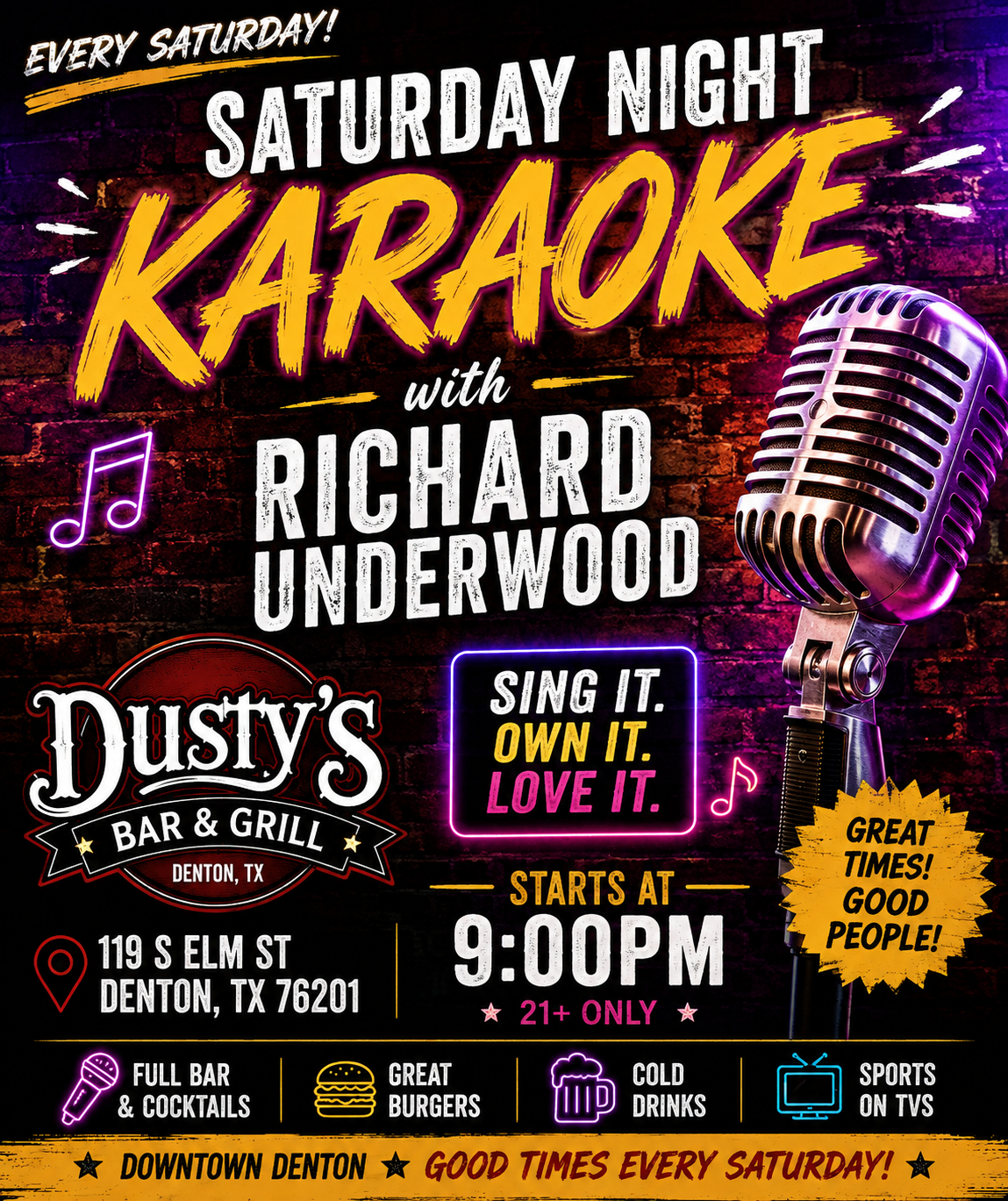 Saturday Night Karaoke with Richard Underwood flyer
