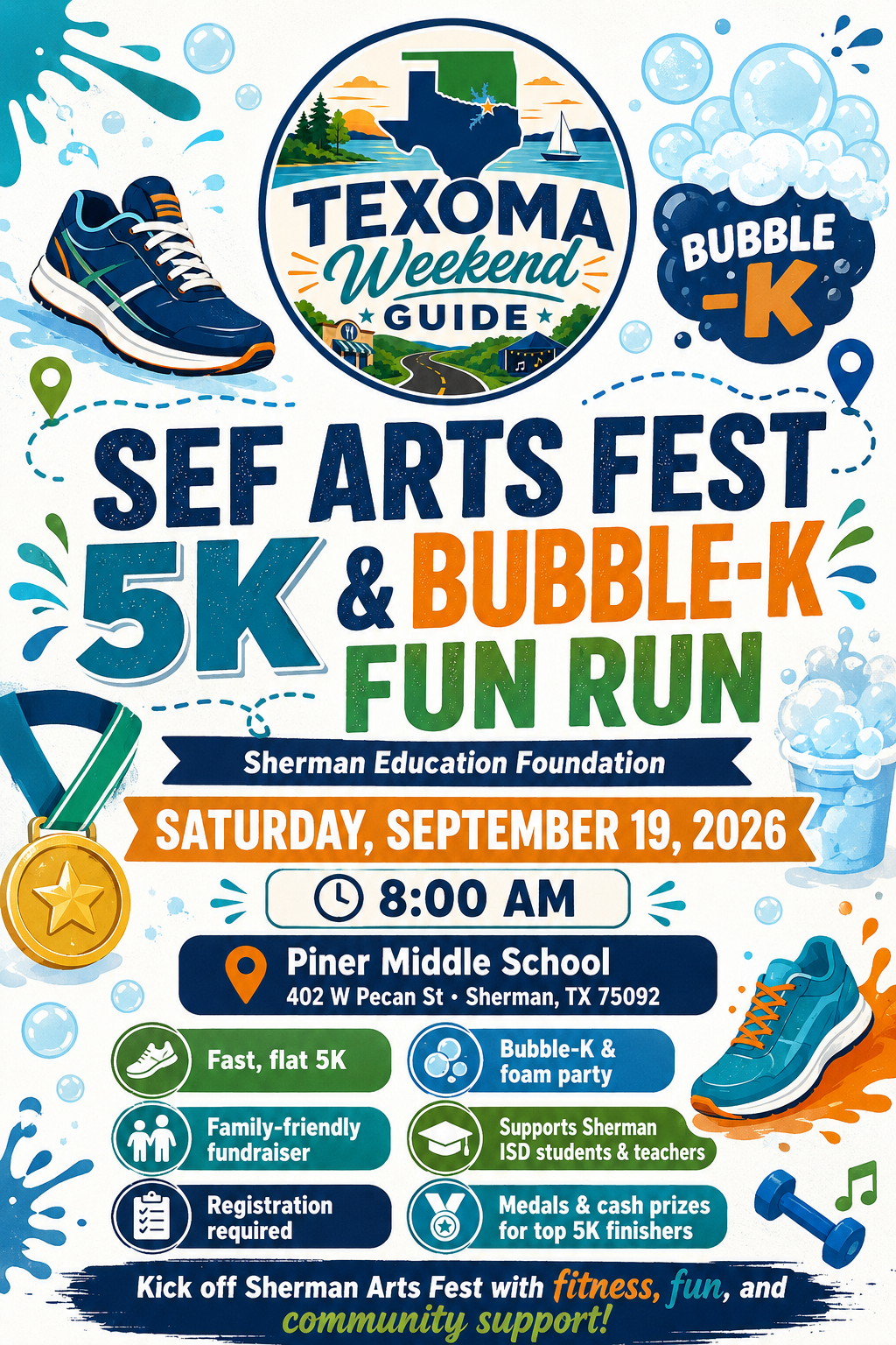 SEF Arts Fest 5K & Bubble-K Fun Run flyer