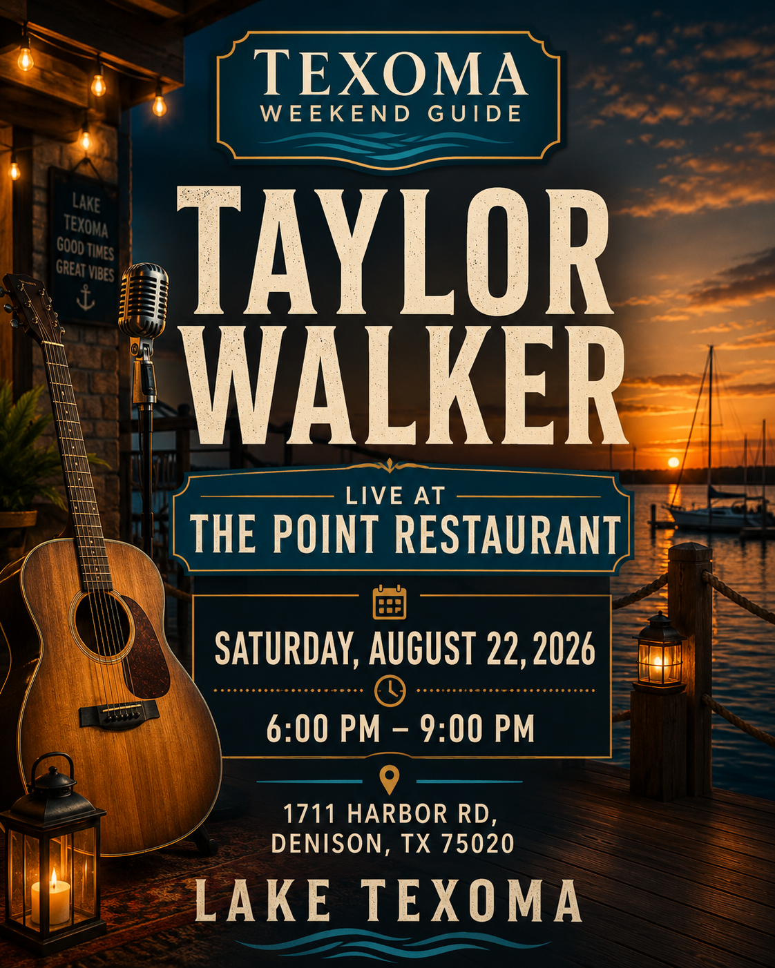 Taylor Walker Live at The Point Restaurant flyer