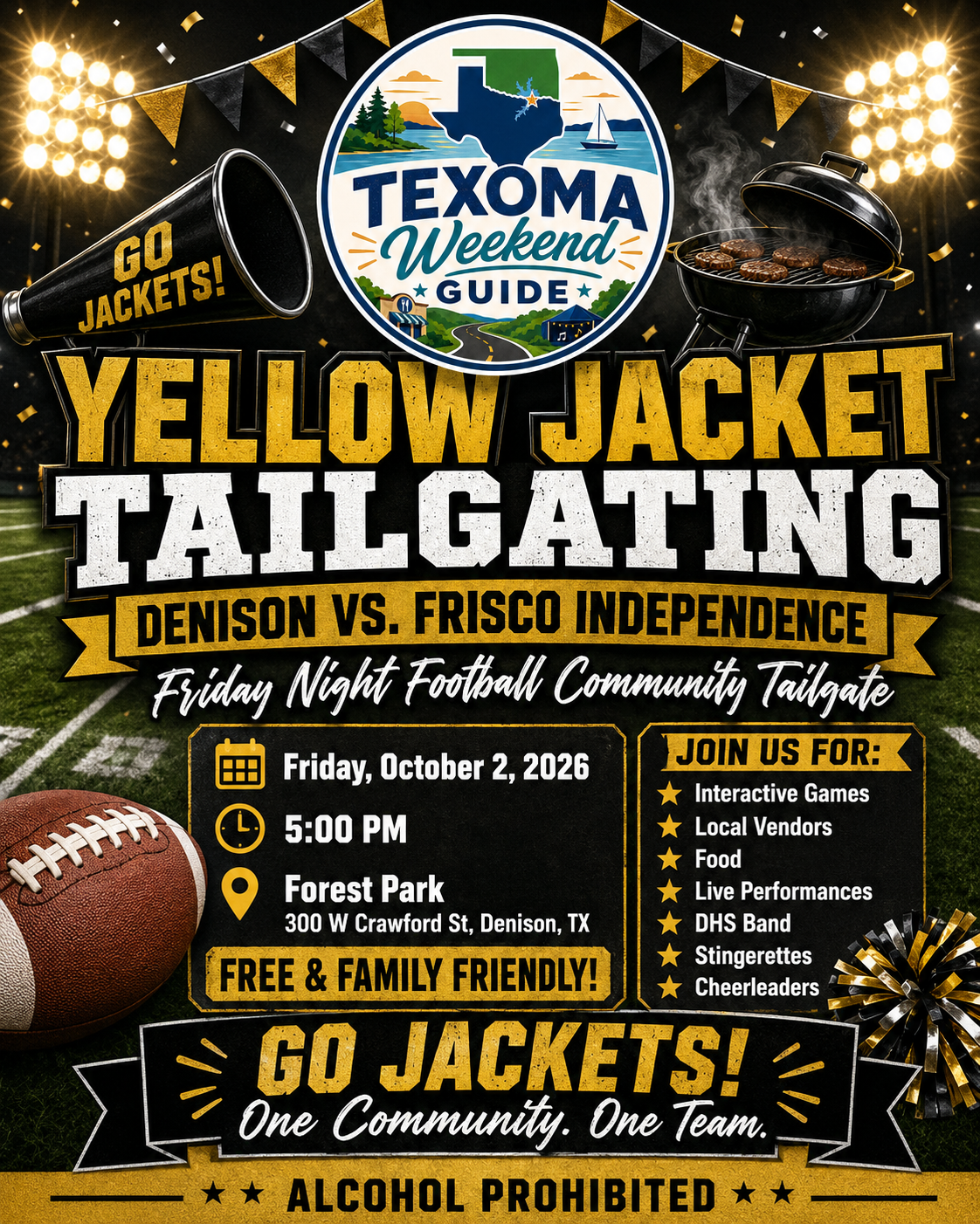 Yellow Jacket Tailgating — Denison vs. Frisco Independence flyer