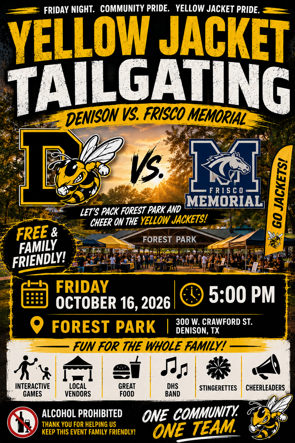 Yellow Jacket Tailgating — Denison vs. Frisco Memorial flyer