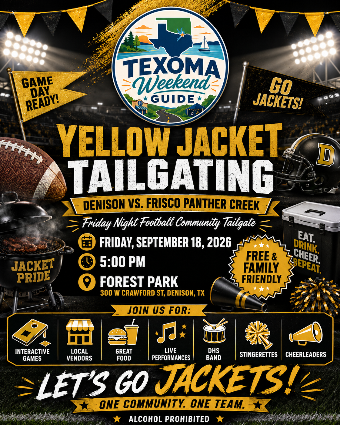 Yellow Jacket Tailgating — Denison vs. Frisco Panther Creek flyer