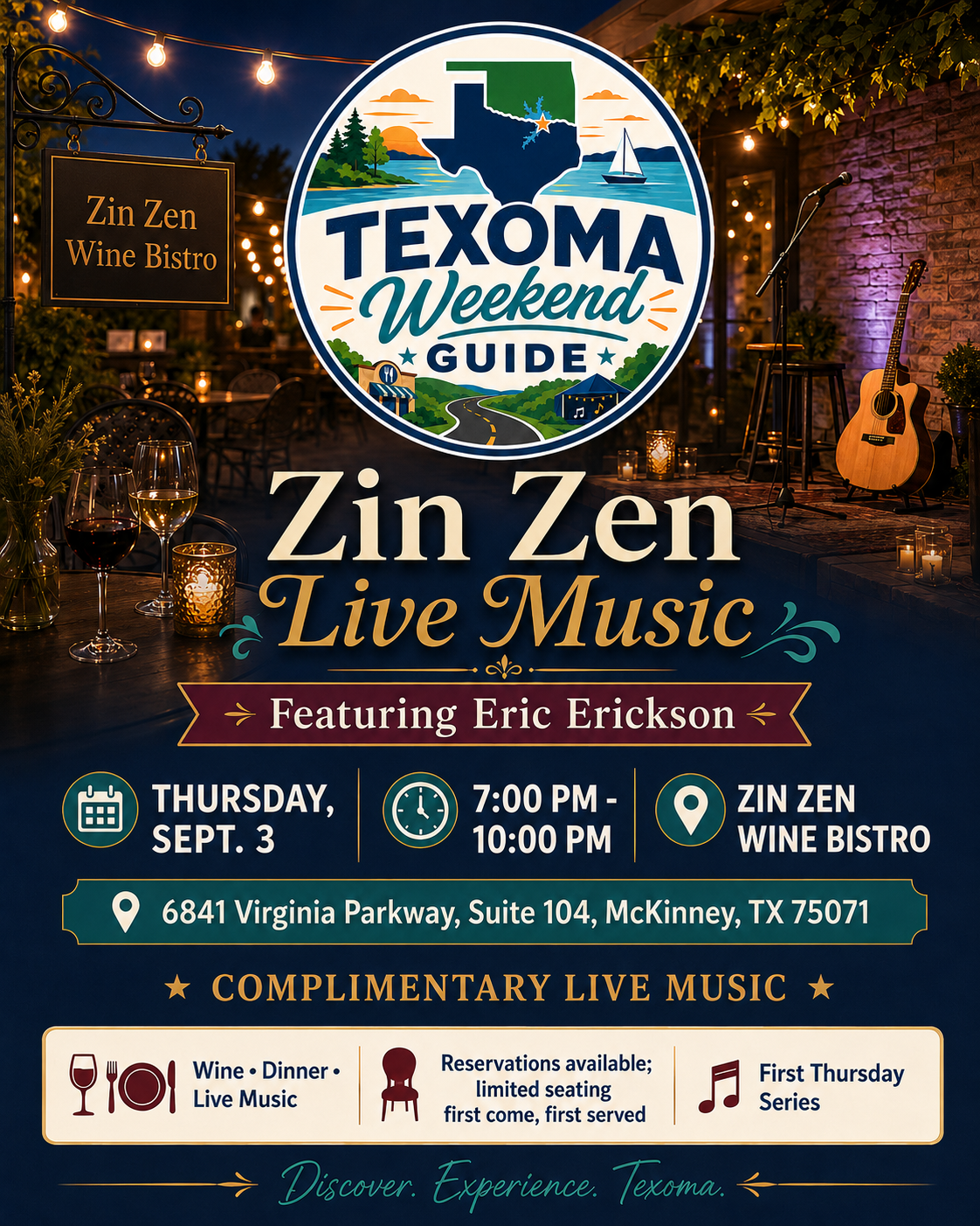 Zin Zen Live Music Featuring Eric Erickson flyer