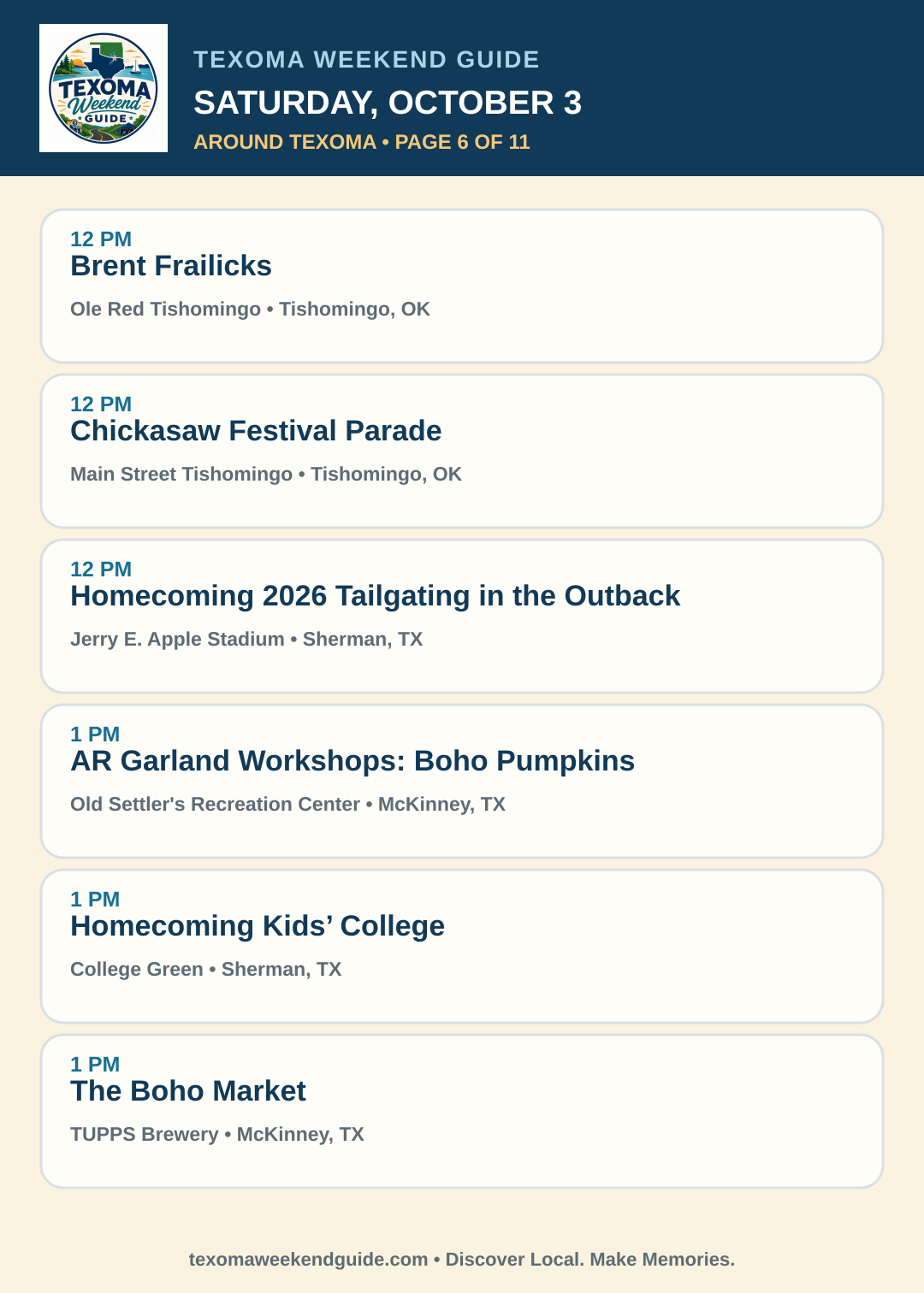 Texoma Weekend Guide Saturday, October 3 roundup — page 6