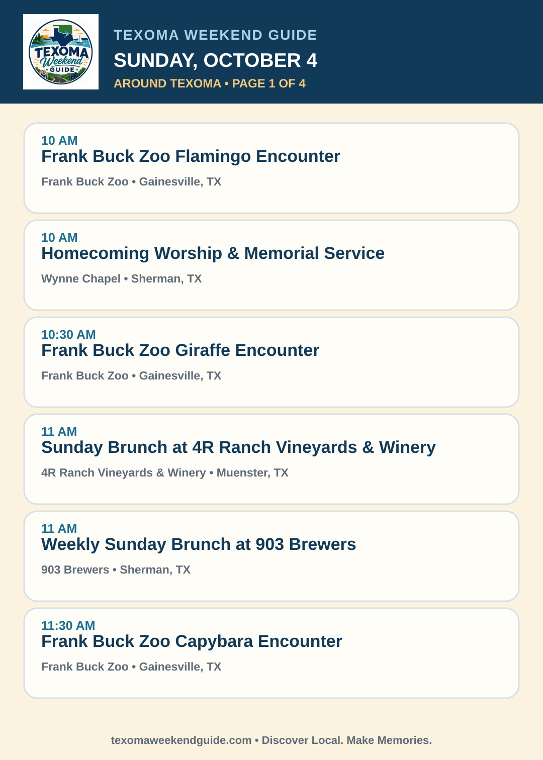 Texoma Weekend Guide Sunday, October 4 roundup — page 1