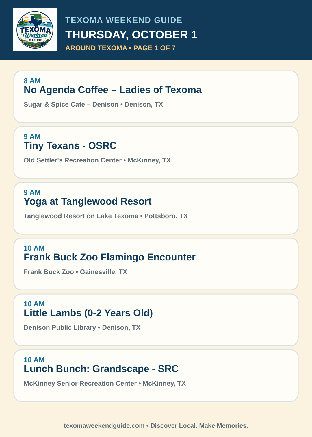Texoma Weekend Guide Thursday, October 1 roundup — page 1