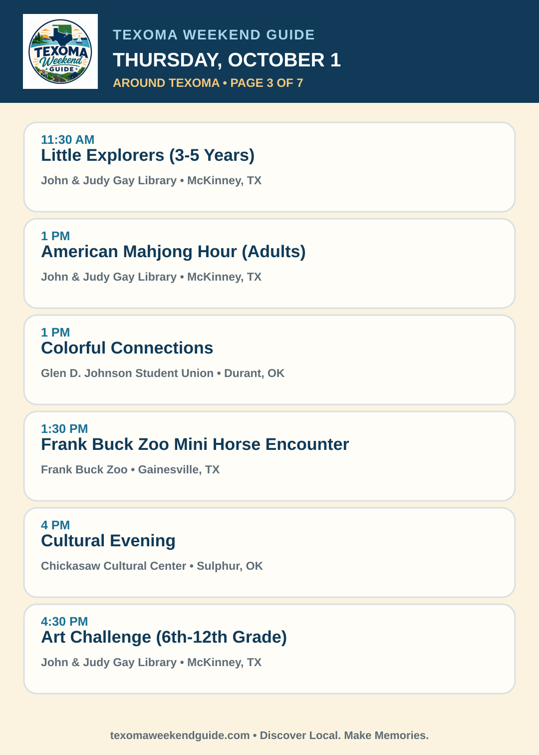 Texoma Weekend Guide Thursday, October 1 roundup — page 3