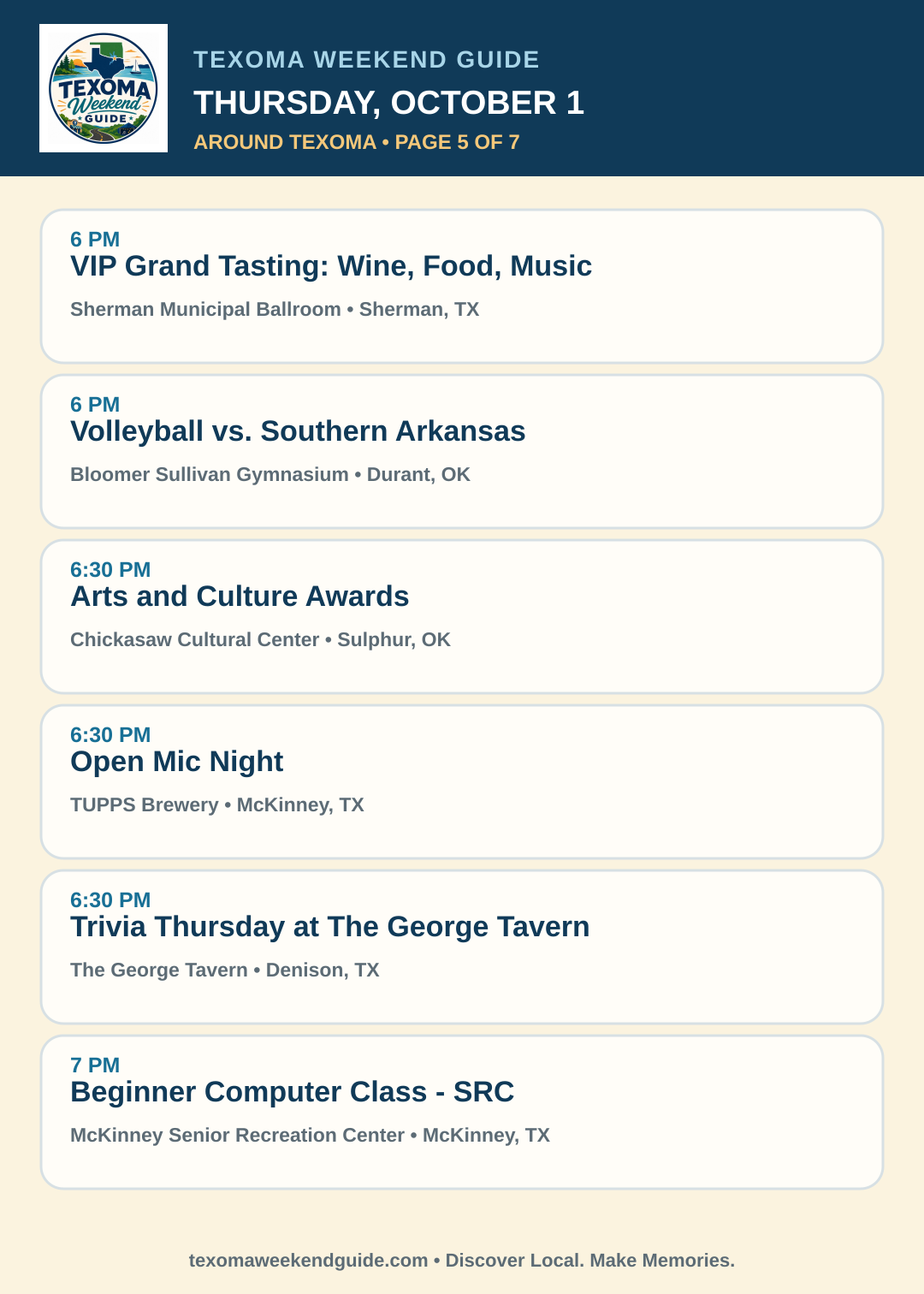 Texoma Weekend Guide Thursday, October 1 roundup — page 5