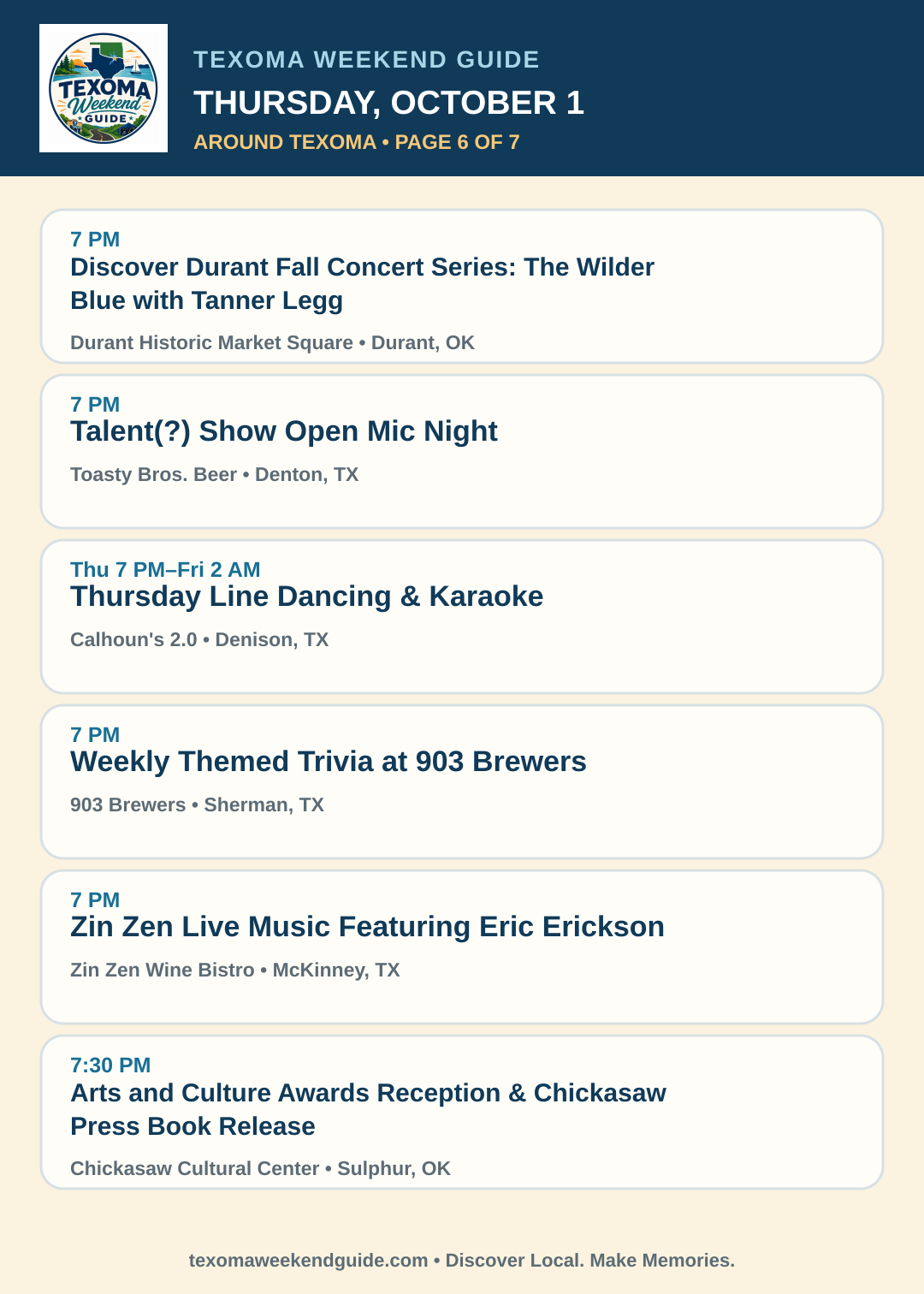 Texoma Weekend Guide Thursday, October 1 roundup — page 6
