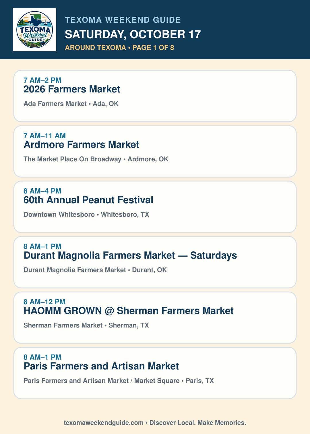 Texoma Weekend Guide Saturday, October 17 roundup — page 1