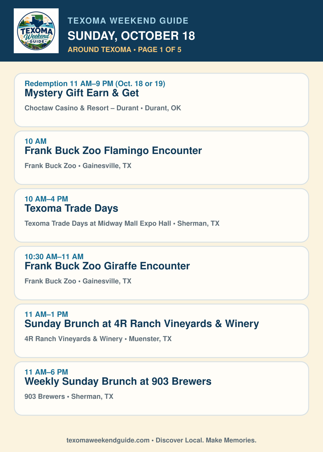 Texoma Weekend Guide Sunday, October 18 roundup — page 1