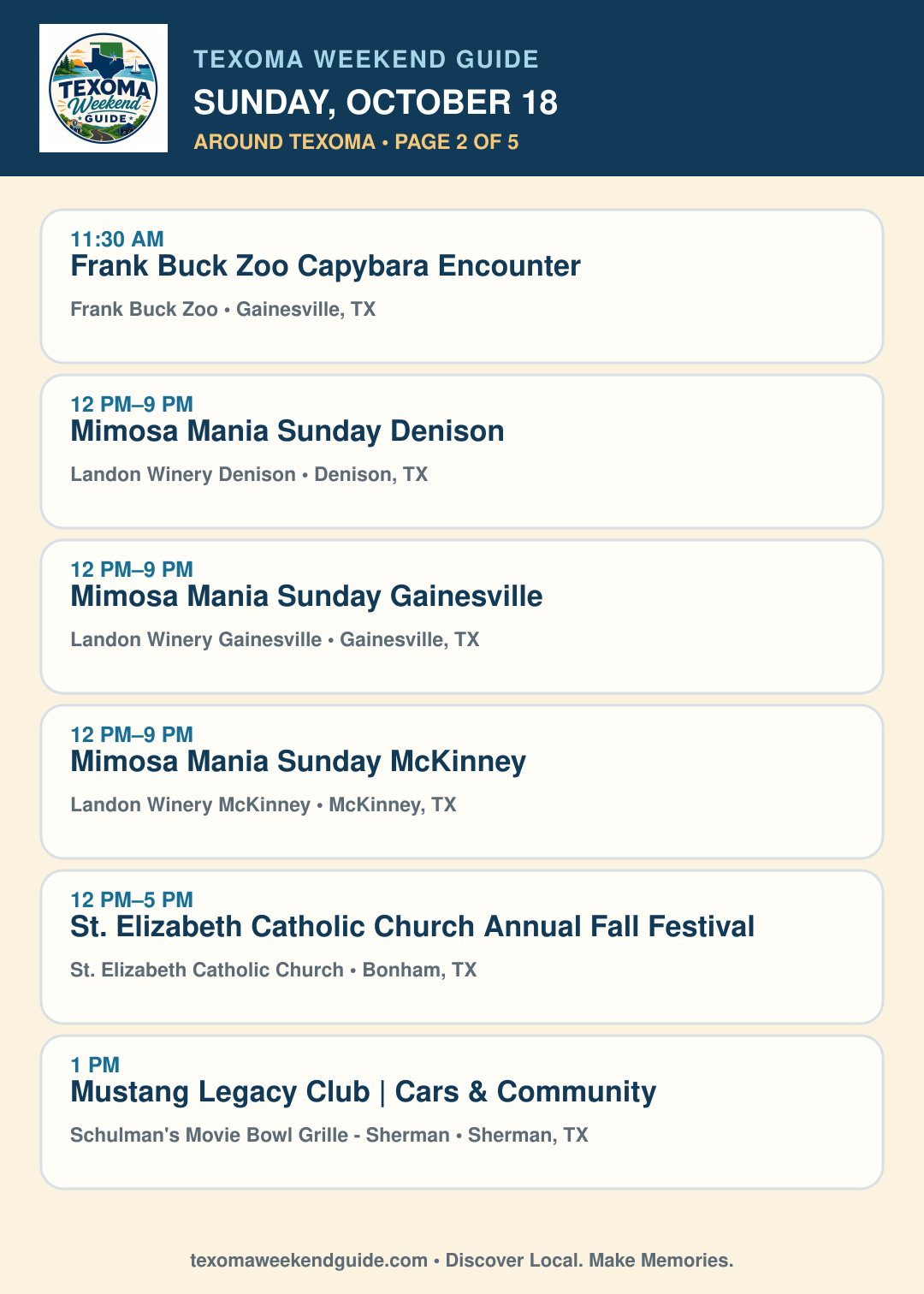 Texoma Weekend Guide Sunday, October 18 roundup — page 2
