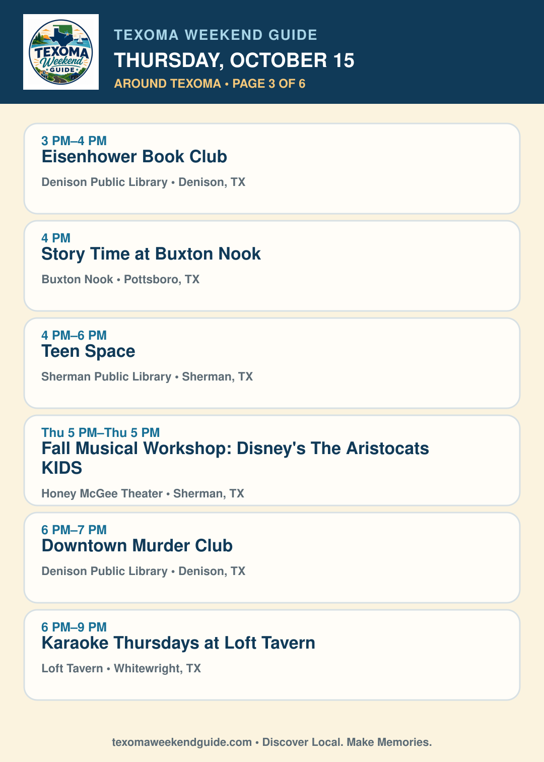 Texoma Weekend Guide Thursday, October 15 roundup — page 3