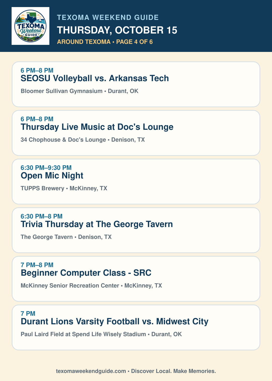 Texoma Weekend Guide Thursday, October 15 roundup — page 4