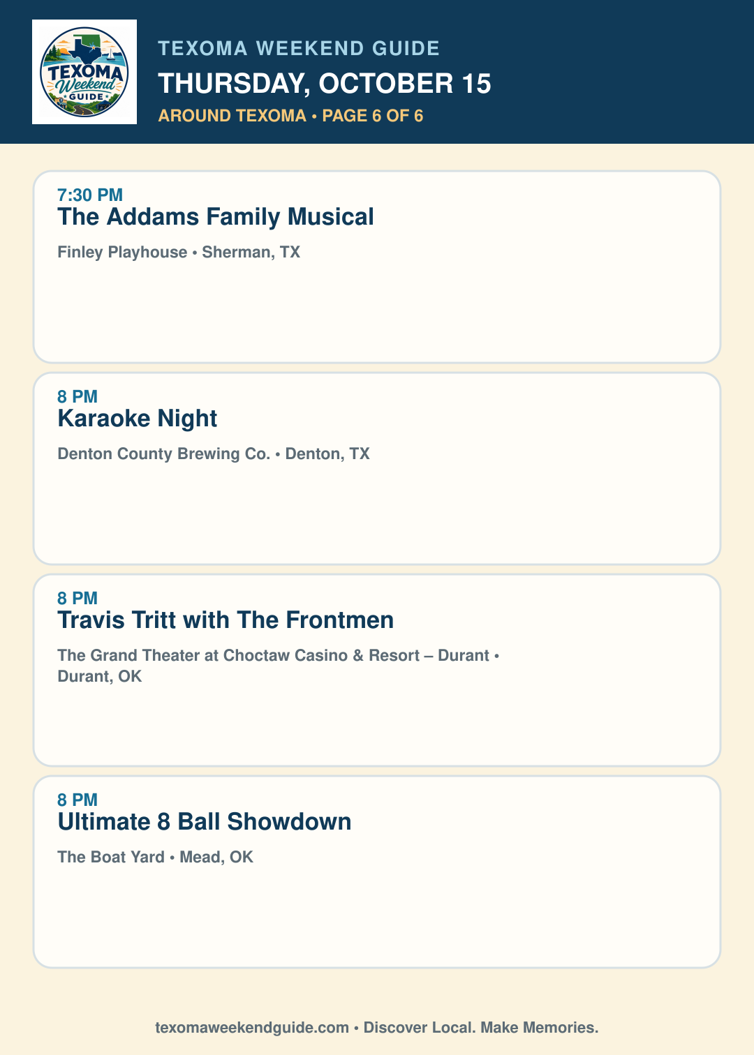 Texoma Weekend Guide Thursday, October 15 roundup — page 6