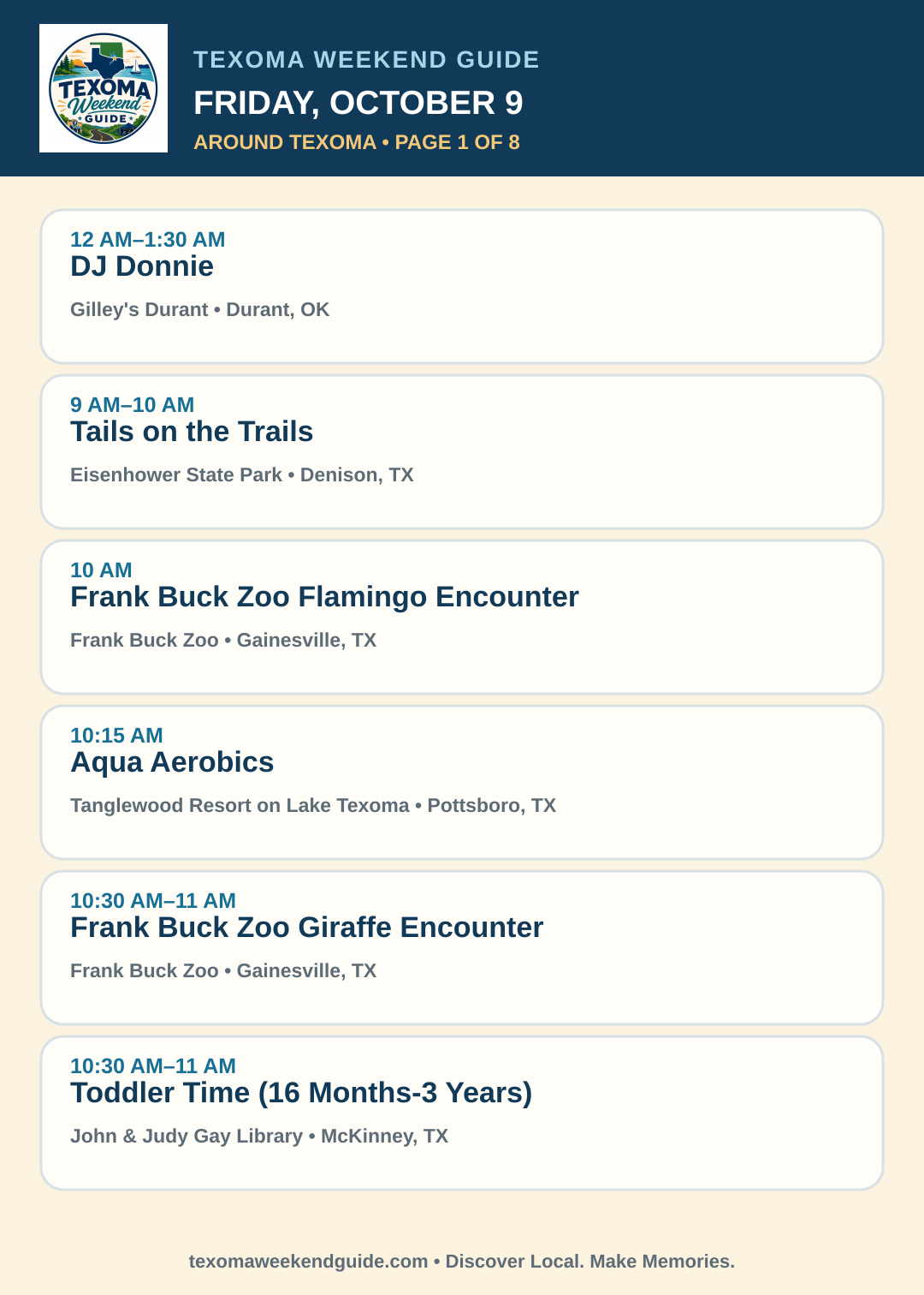 Texoma Weekend Guide Friday, October 9 roundup — page 1