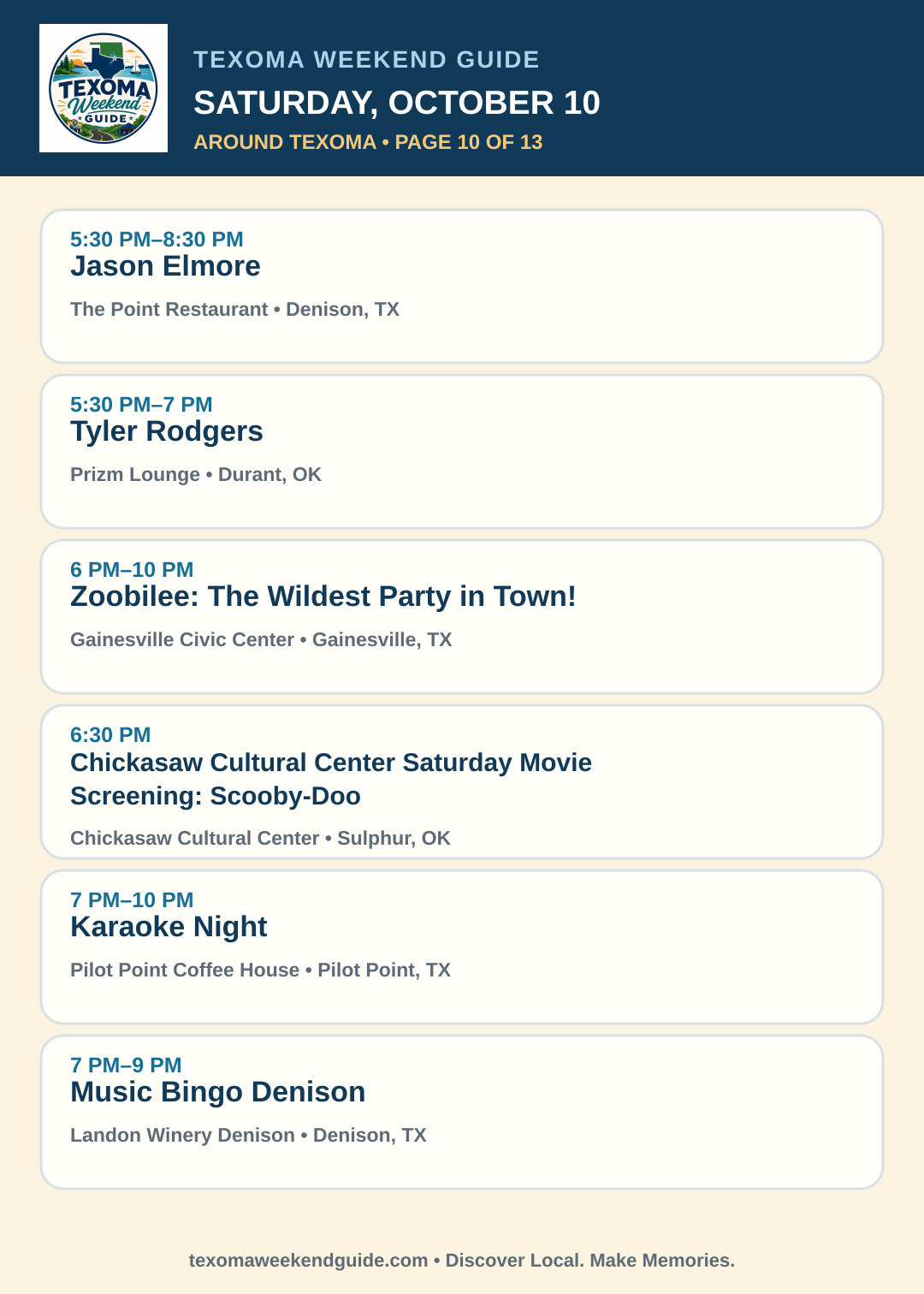 Texoma Weekend Guide Saturday, October 10 roundup — page 10