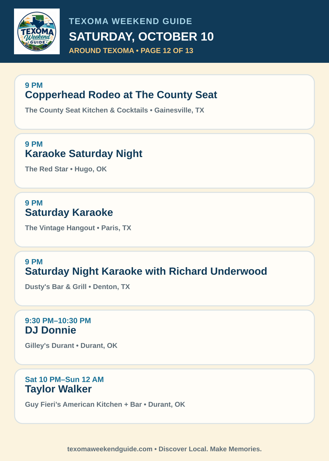 Texoma Weekend Guide Saturday, October 10 roundup — page 12