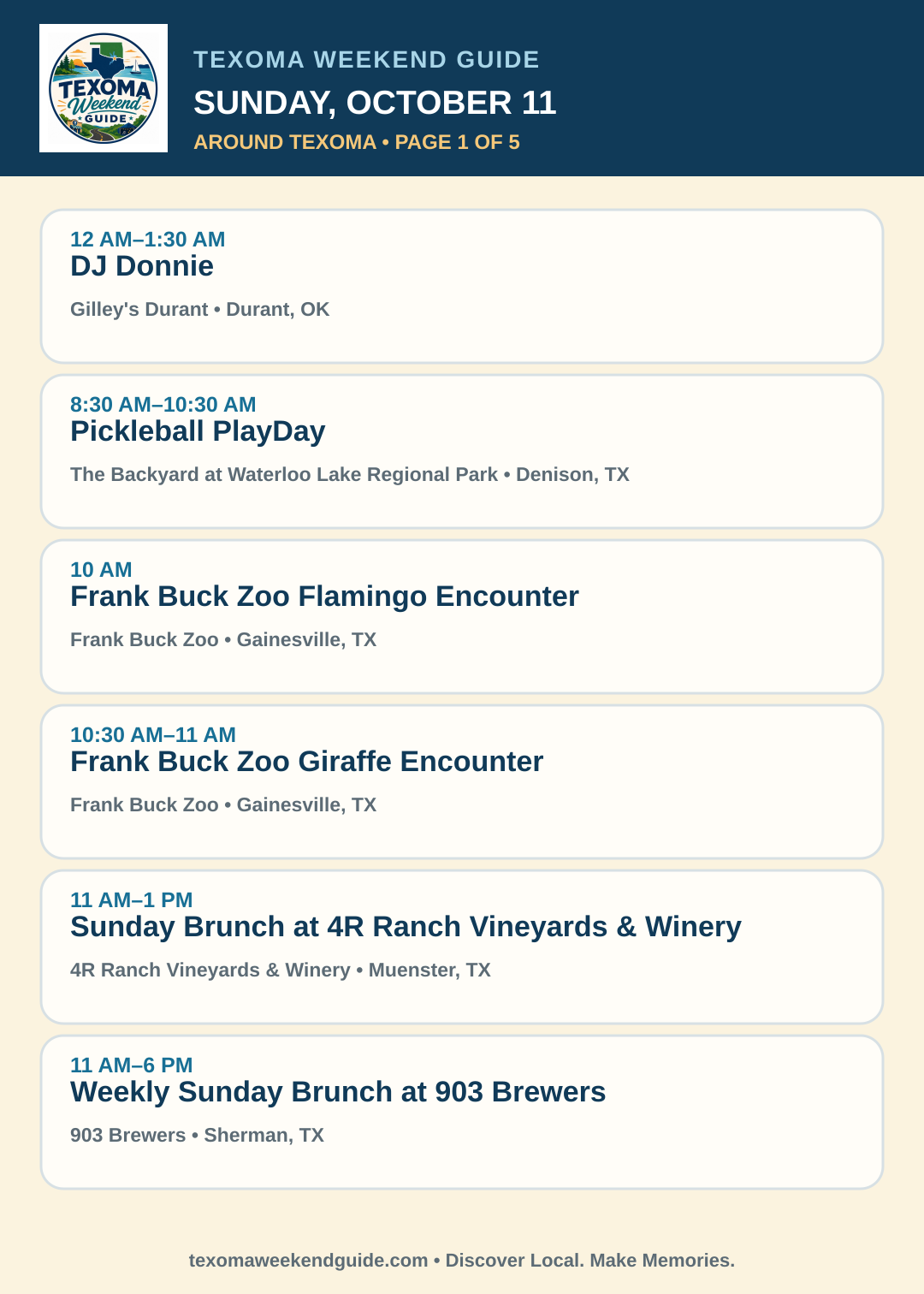 Texoma Weekend Guide Sunday, October 11 roundup — page 1