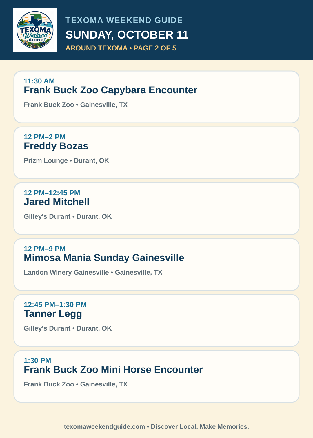 Texoma Weekend Guide Sunday, October 11 roundup — page 2
