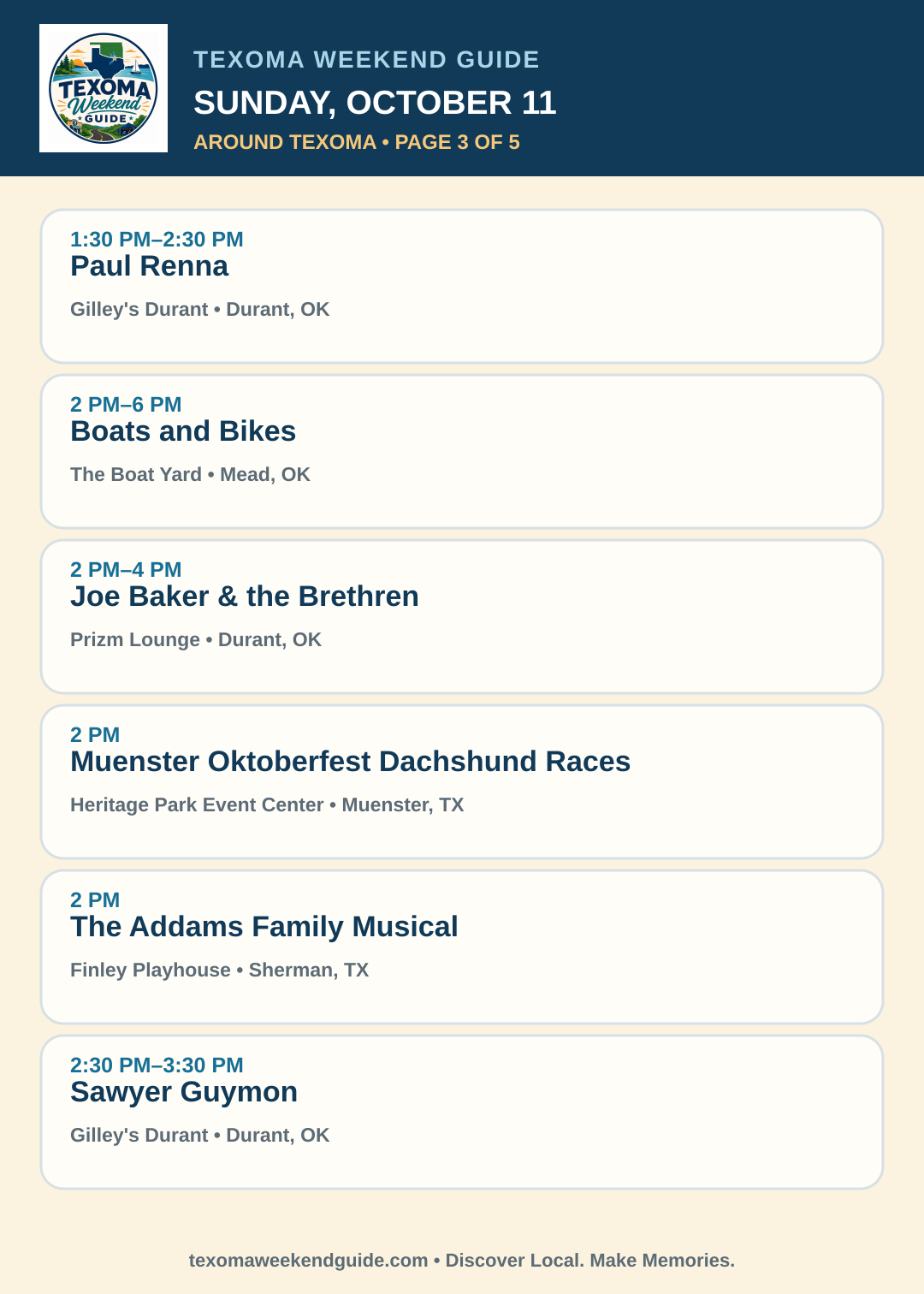 Texoma Weekend Guide Sunday, October 11 roundup — page 3