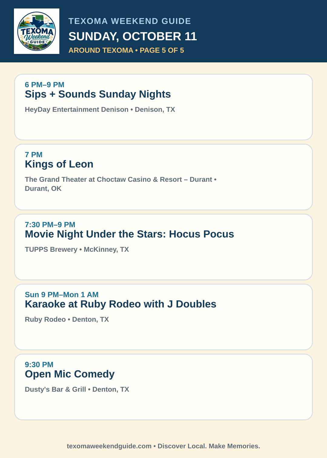 Texoma Weekend Guide Sunday, October 11 roundup — page 5