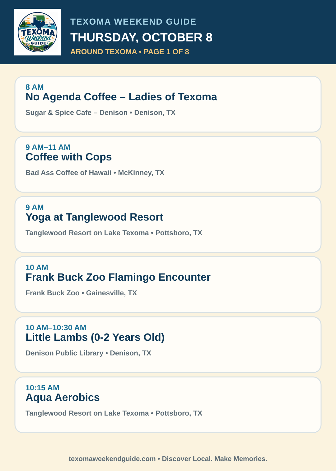 Texoma Weekend Guide Thursday, October 8 roundup — page 1