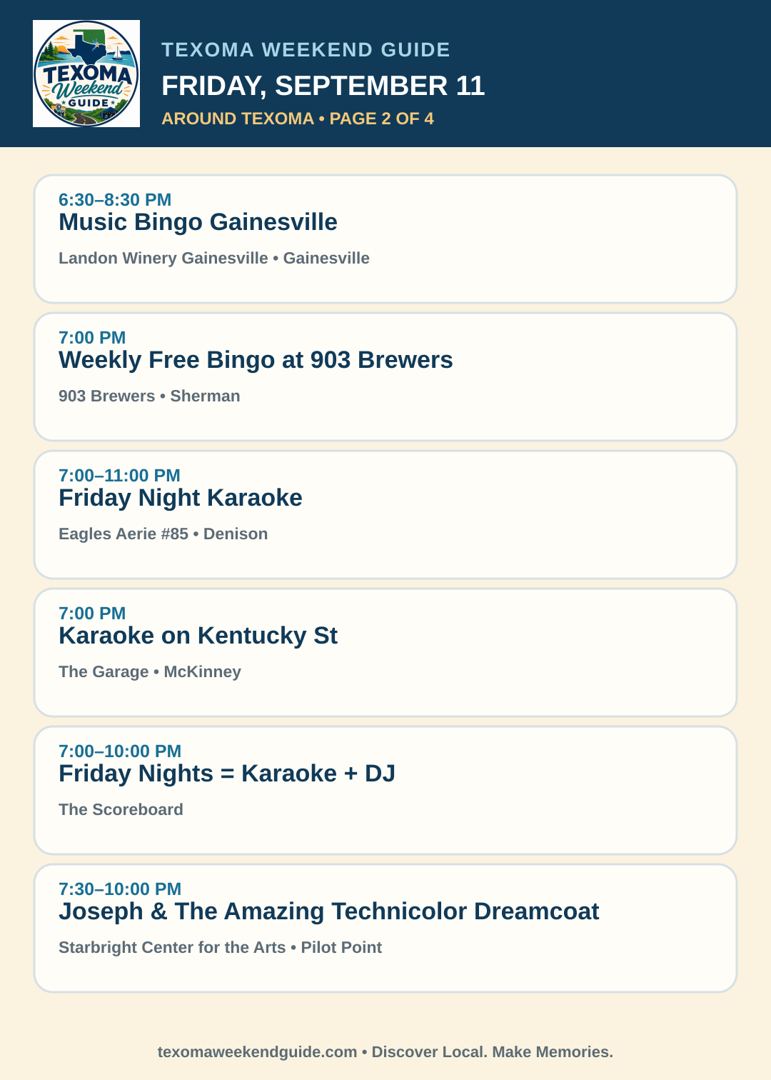 Texoma Weekend Guide Friday, September 11 roundup — page 2