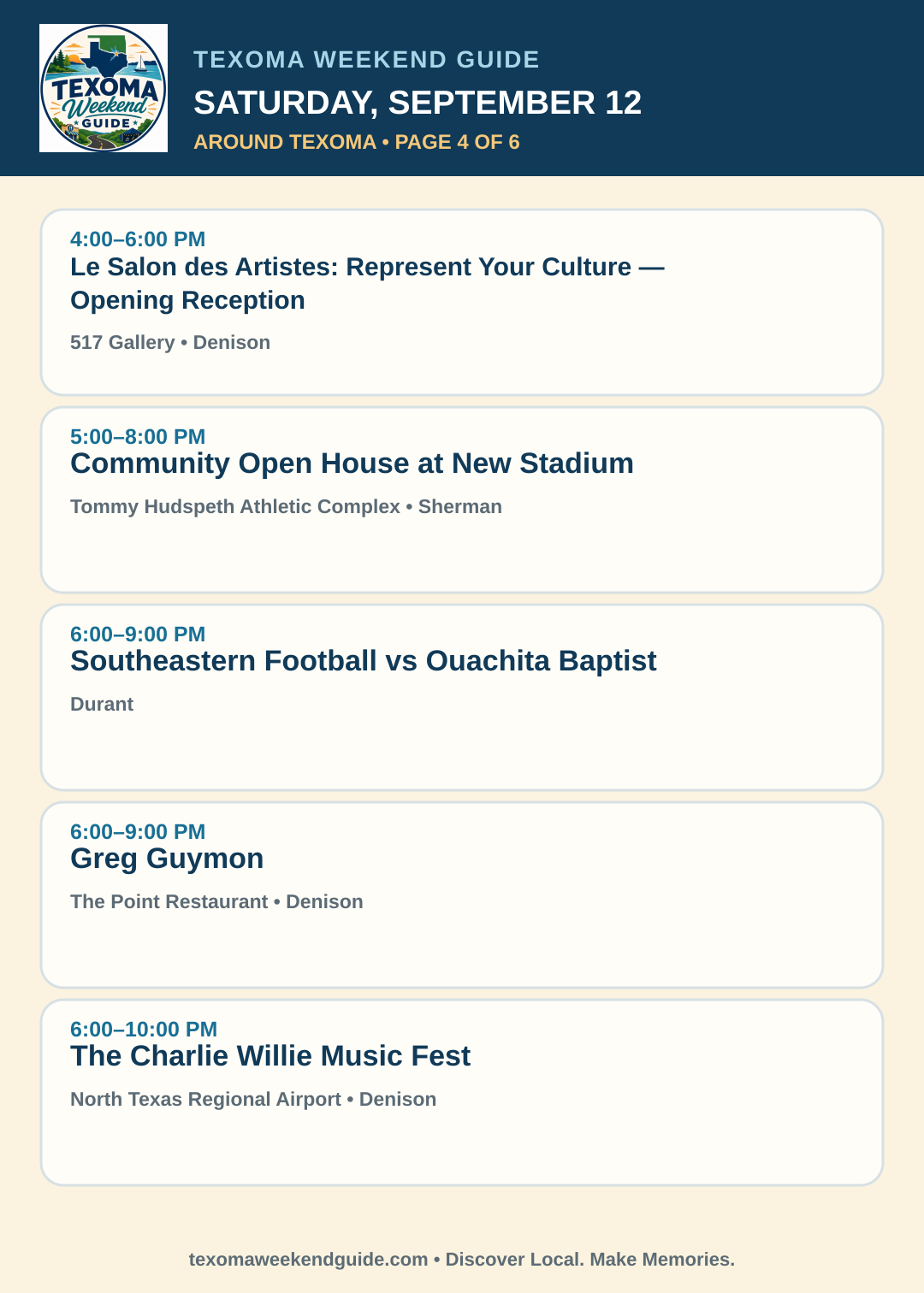 Texoma Weekend Guide Saturday, September 12 roundup — page 4