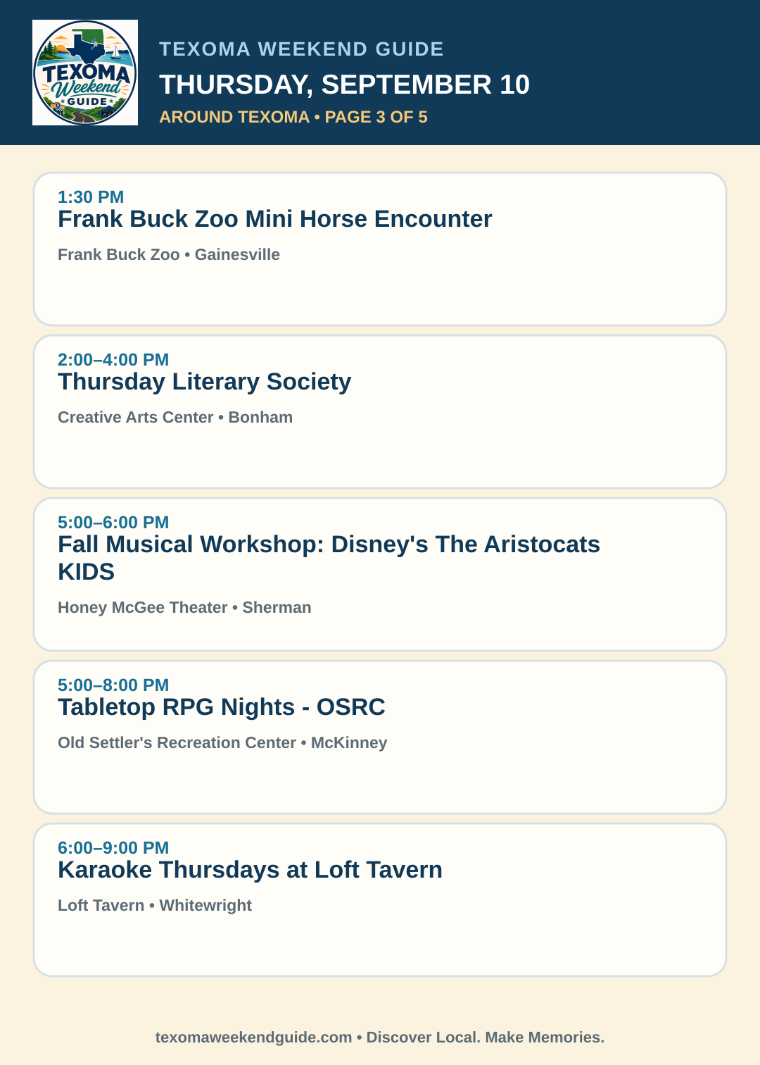 Texoma Weekend Guide Thursday, September 10 roundup — page 3